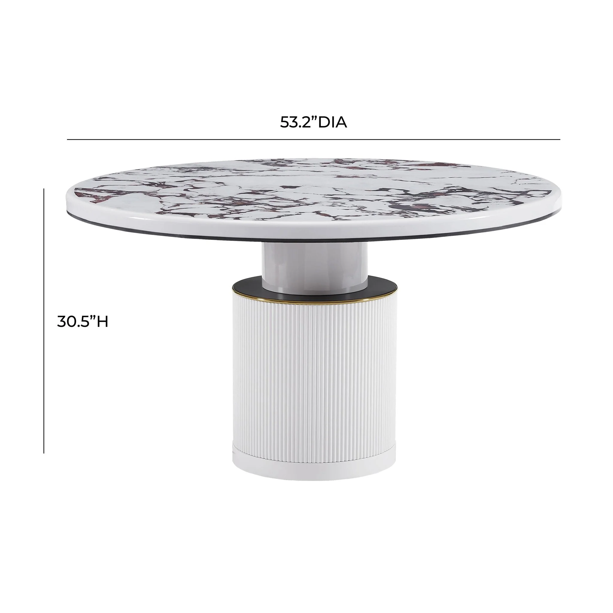 Vanessa White Marble Lacquer 53 inch Round Dining Table - Image 6