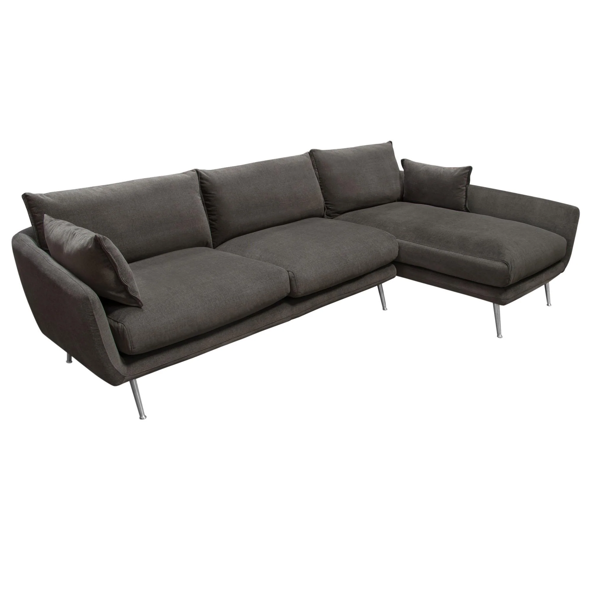 Vantage RF 2PC Sectional in Iron Grey Fabric w/ Brushed Metal Legs by Diamond Sofa - Image 3