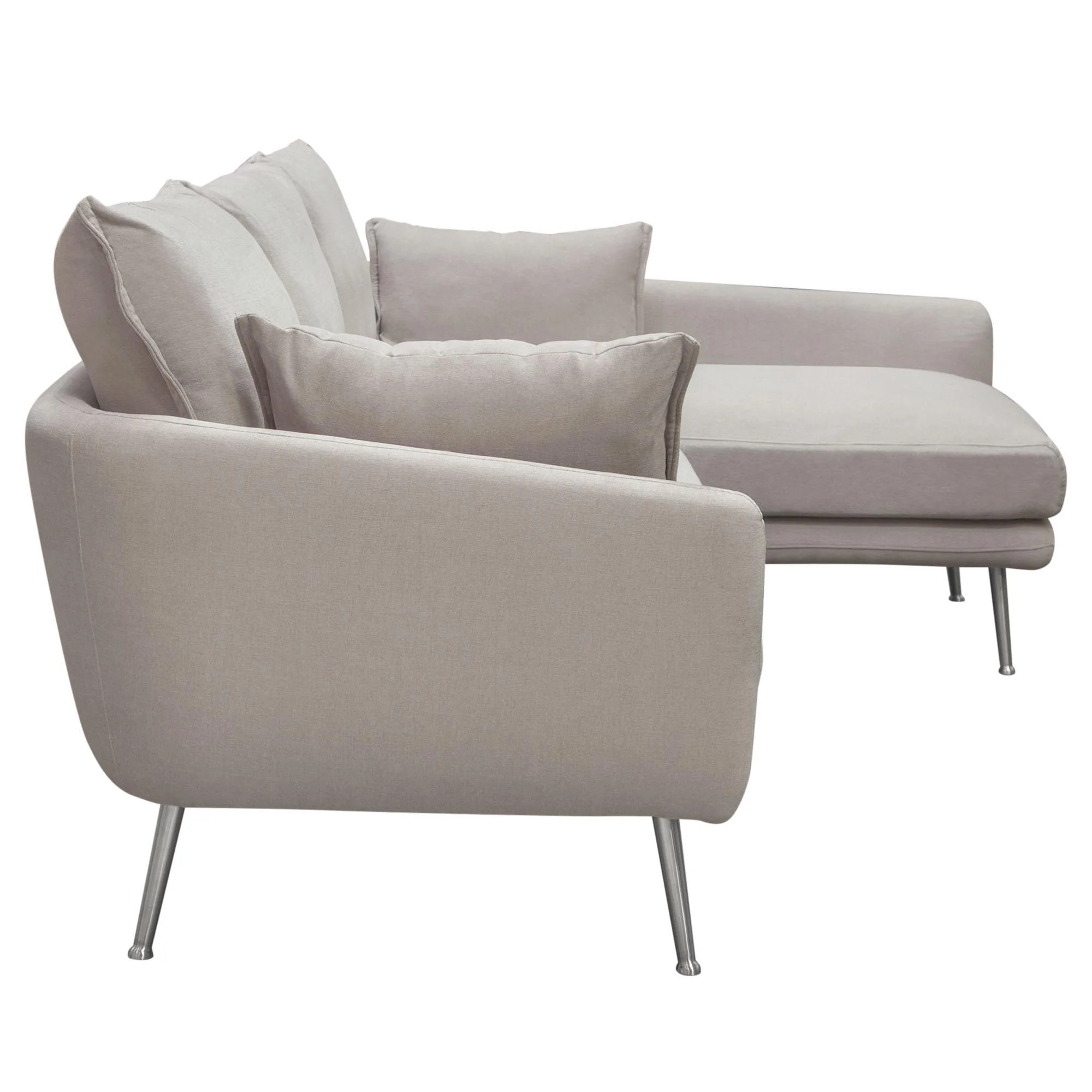 Vantage RF 2PC Sectional in Light Flax Fabric w/ Feather Down Seating & Brushed Metal Legs by Diamond Sofa - Image 6
