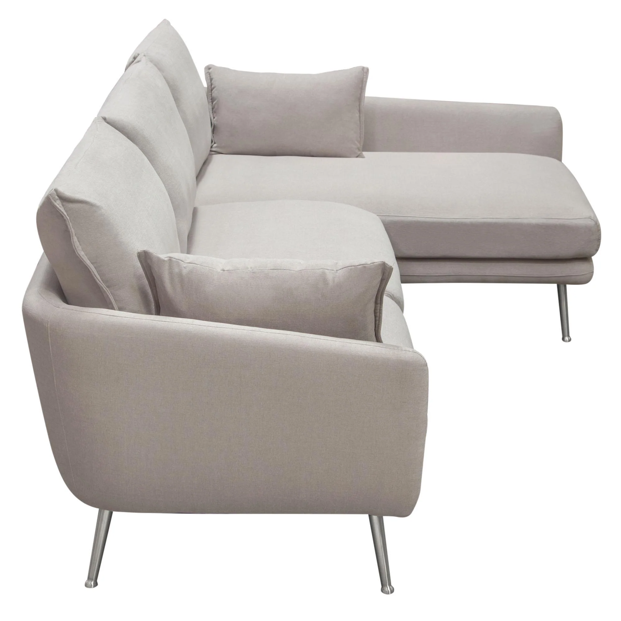 Vantage RF 2PC Sectional in Light Flax Fabric w/ Feather Down Seating & Brushed Metal Legs by Diamond Sofa - Image 7