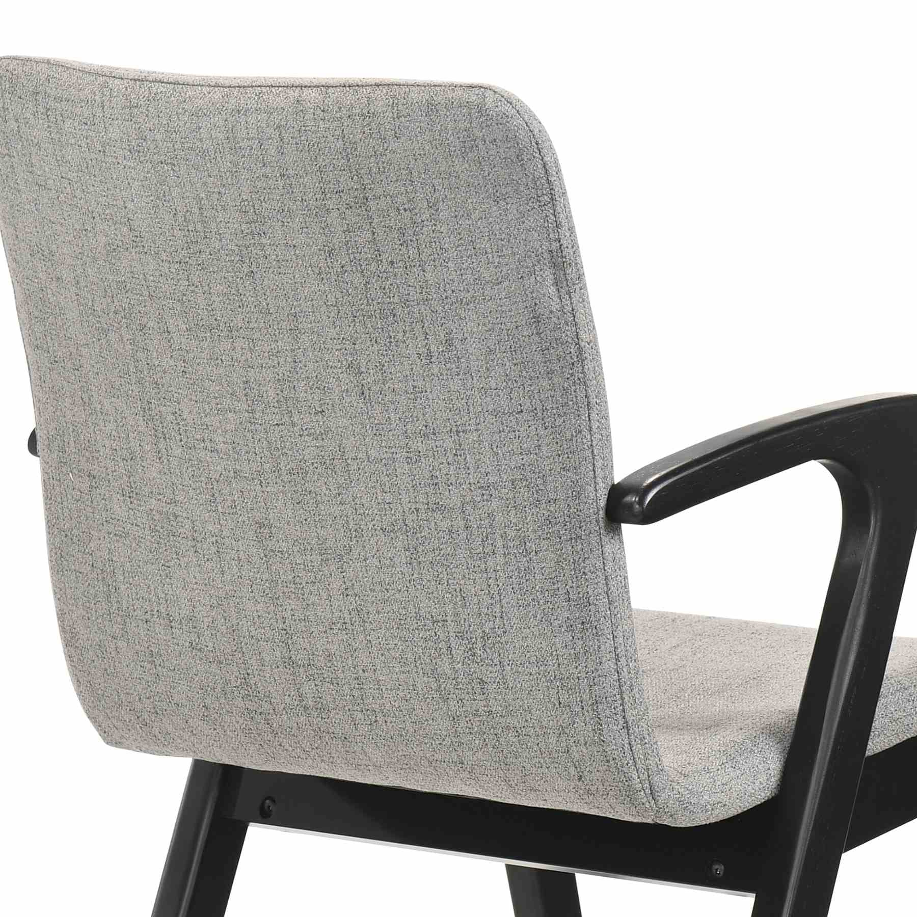 Varde Mid-Century Gray Upholstered Dining Chairs in Black Finish - Set of 2 - Image 5