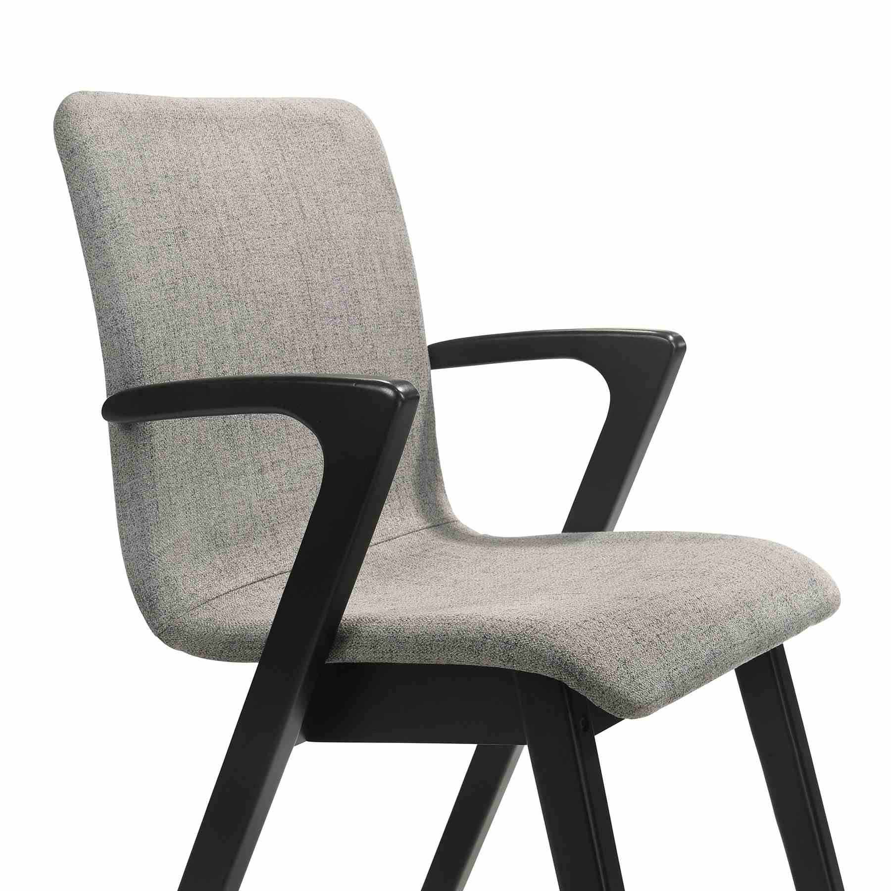 Varde Mid-Century Gray Upholstered Dining Chairs in Black Finish - Set of 2 - Image 6