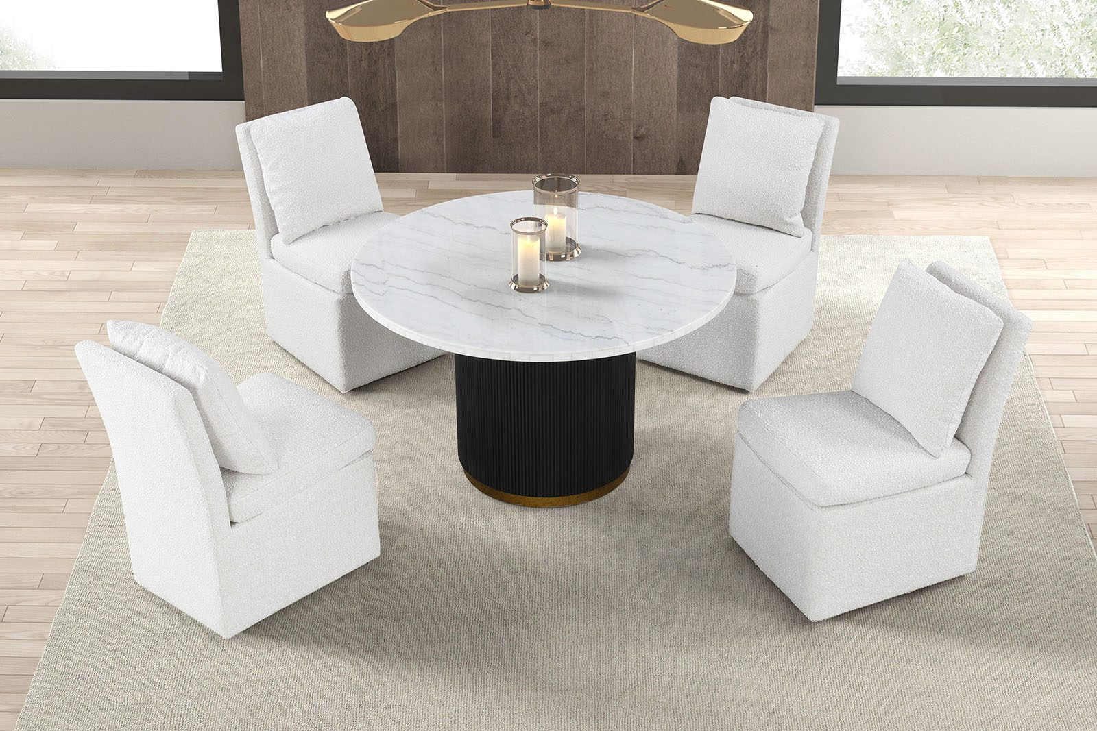 Varde Round Dining Marble Table, Black/White - Image 2