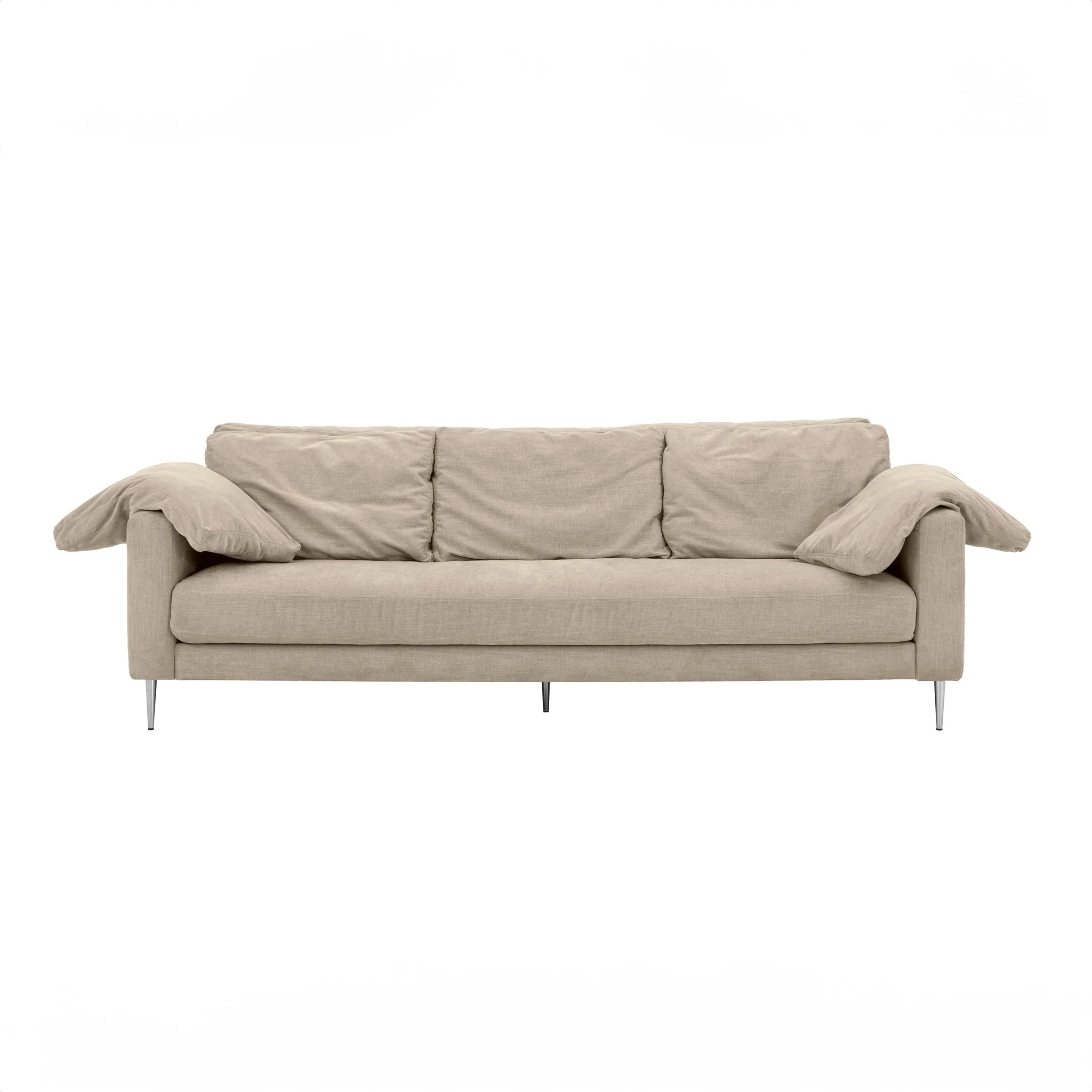 Vari Beige Textured Velvet Lounge Sofa - Image 3