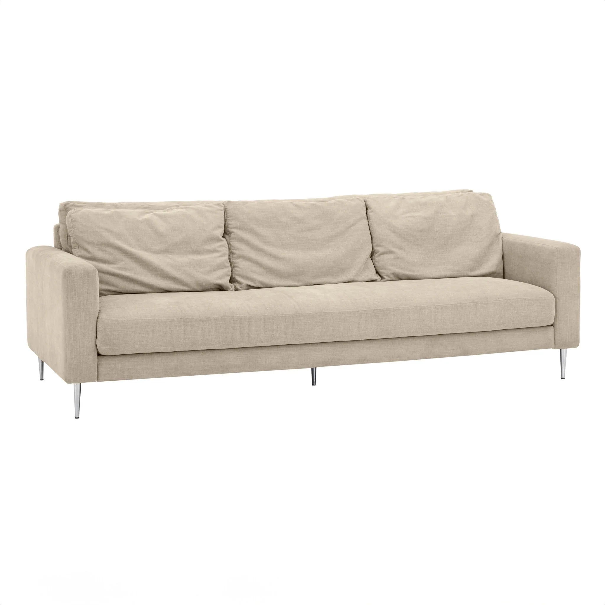 Vari Beige Textured Velvet Lounge Sofa - Image 4