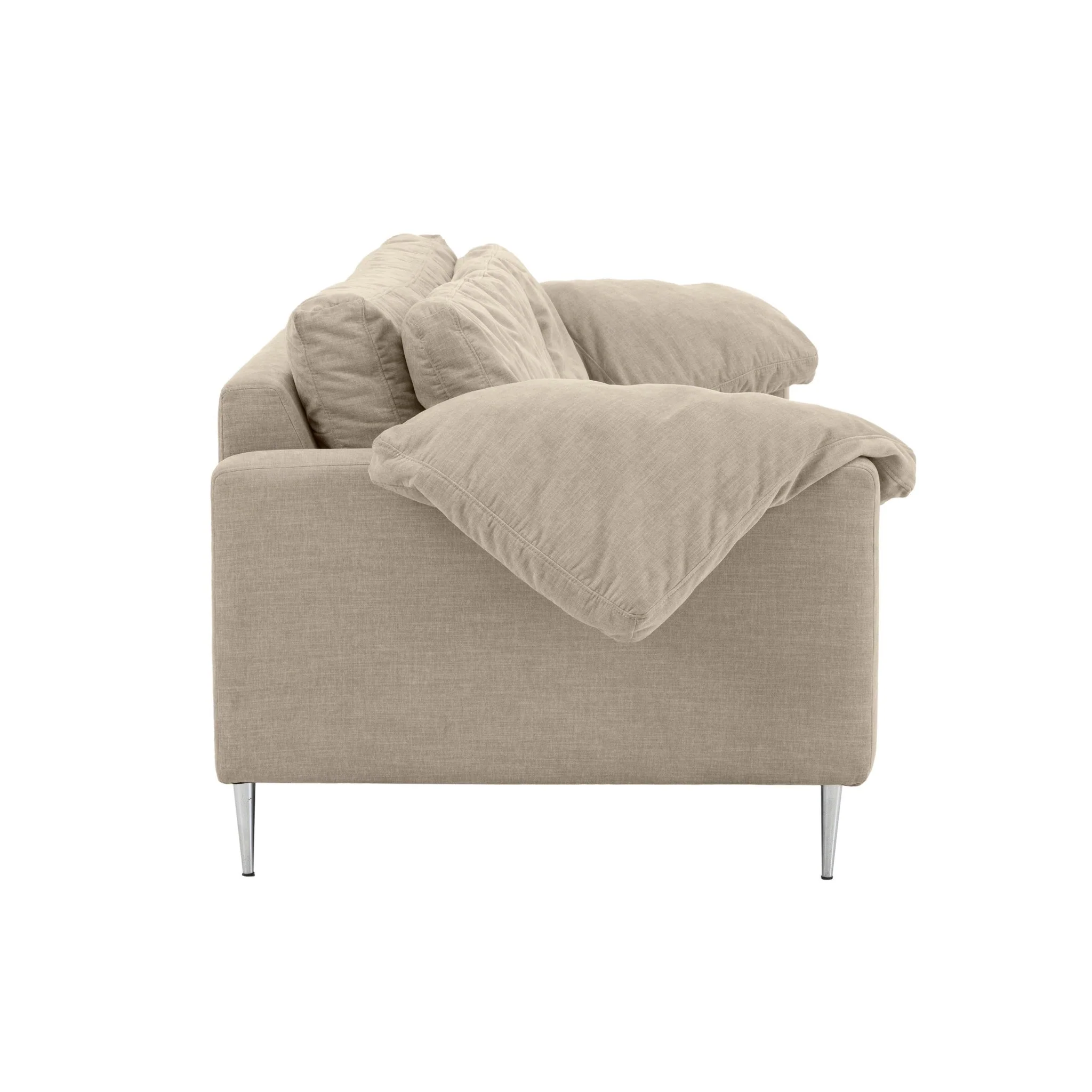 Vari Beige Textured Velvet Lounge Sofa - Image 6