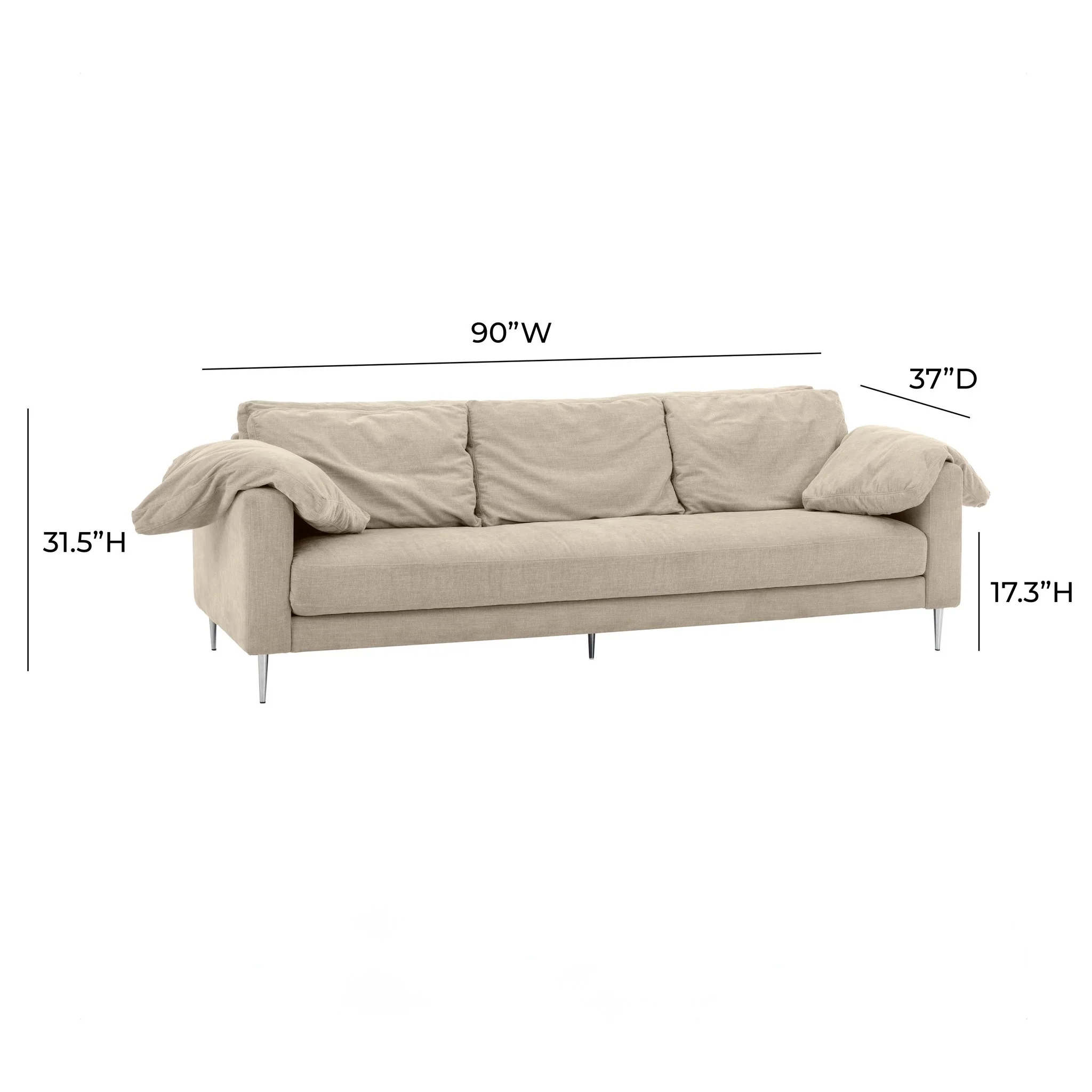 Vari Beige Textured Velvet Lounge Sofa - Image 9