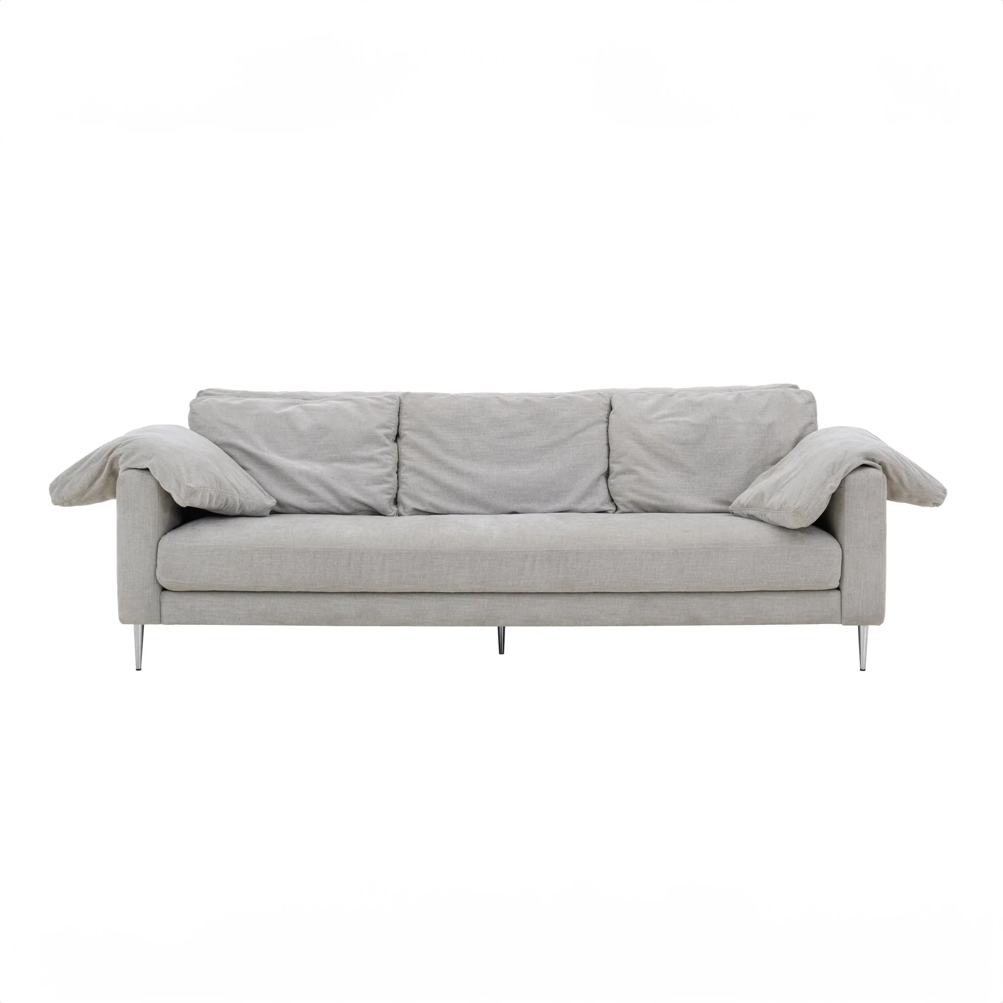 Vari Light Grey Textured Velvet Lounge Sofa - Image 3