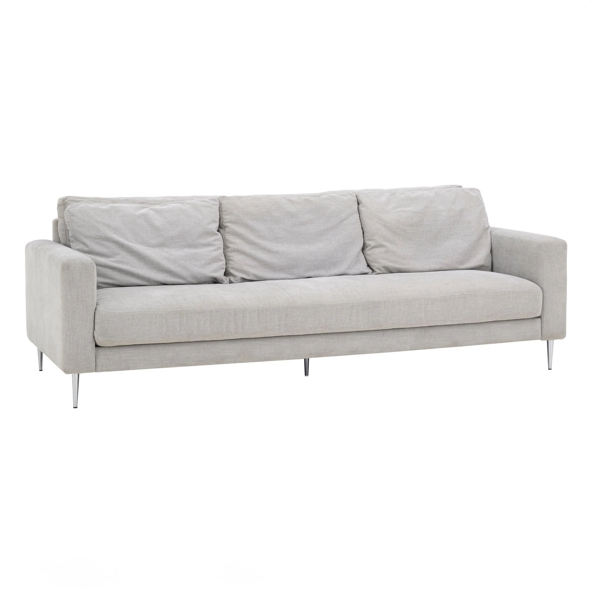 Vari Light Grey Textured Velvet Lounge Sofa - Image 4