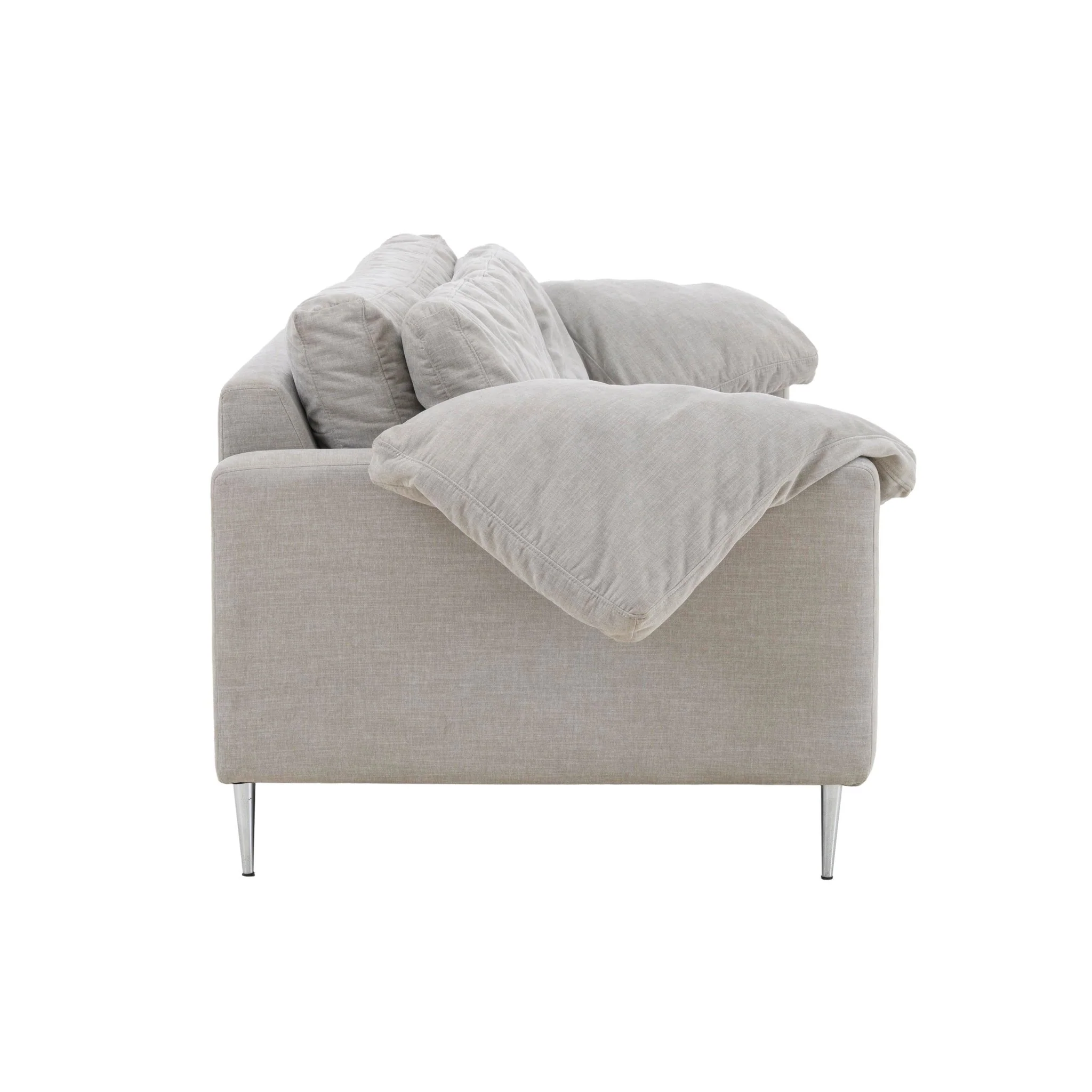 Vari Light Grey Textured Velvet Lounge Sofa - Image 6