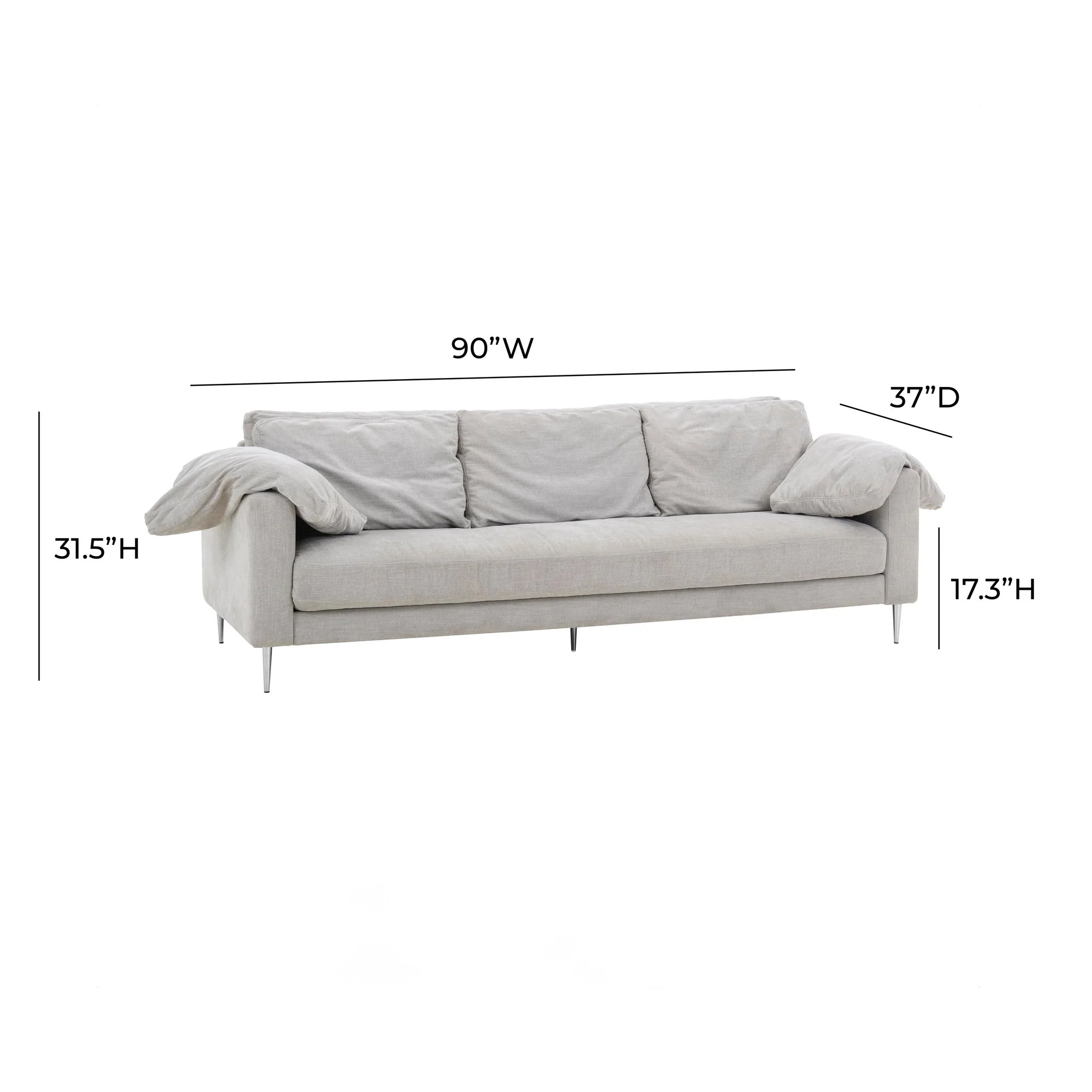 Vari Light Grey Textured Velvet Lounge Sofa - Image 9
