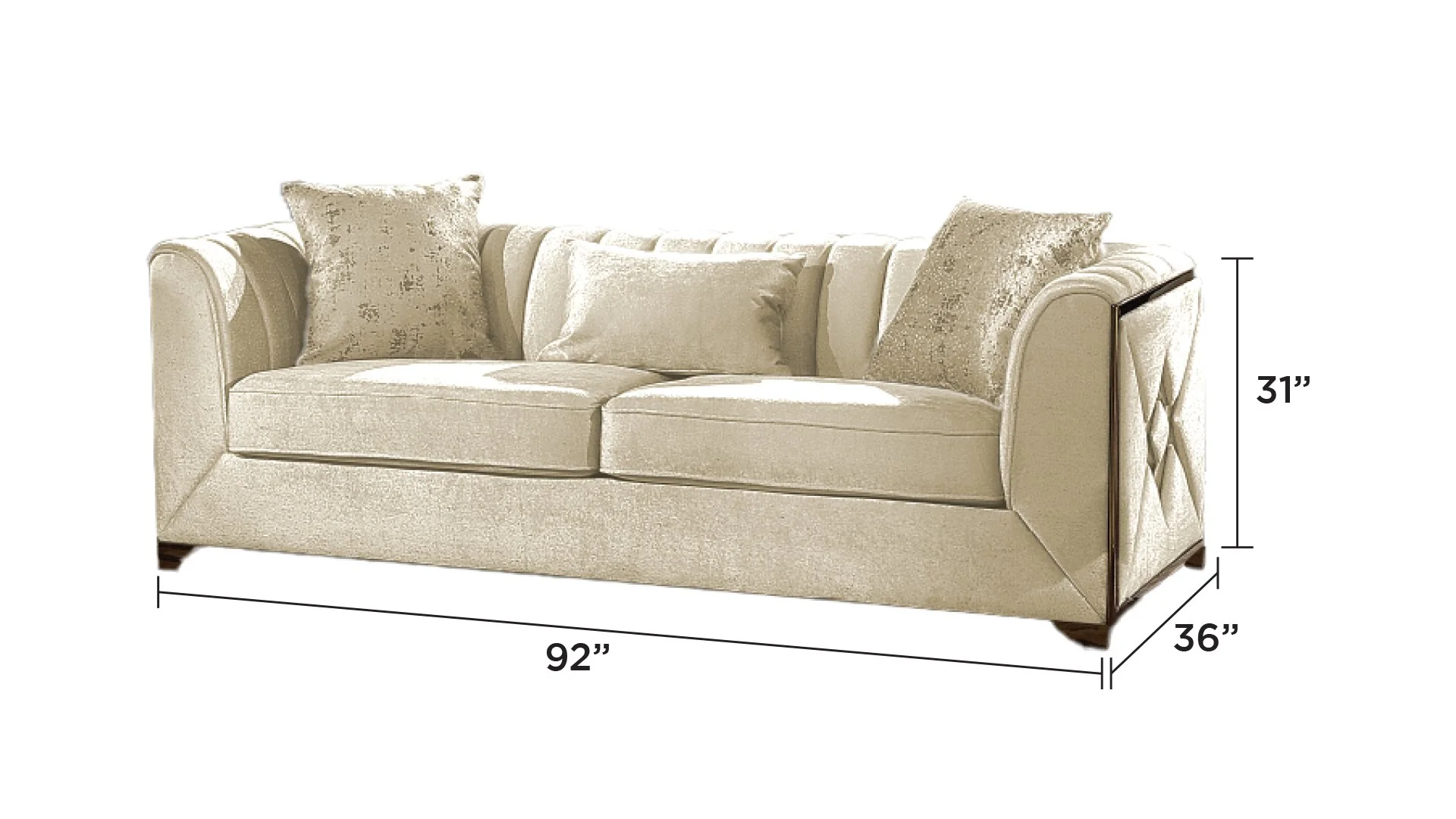Velencia 2PC Living Room Set Cream - Image 3