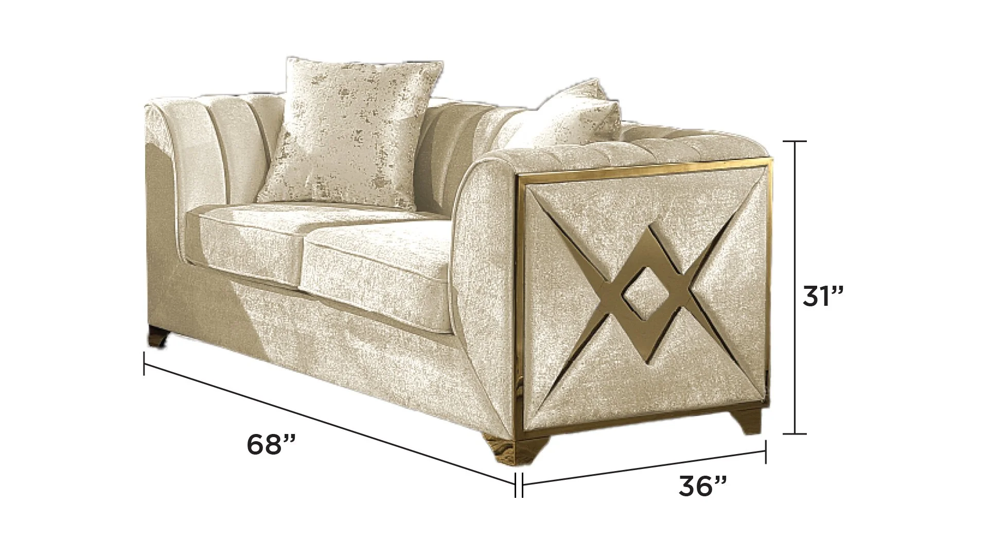 Velencia Loveseat Cream - Image 3