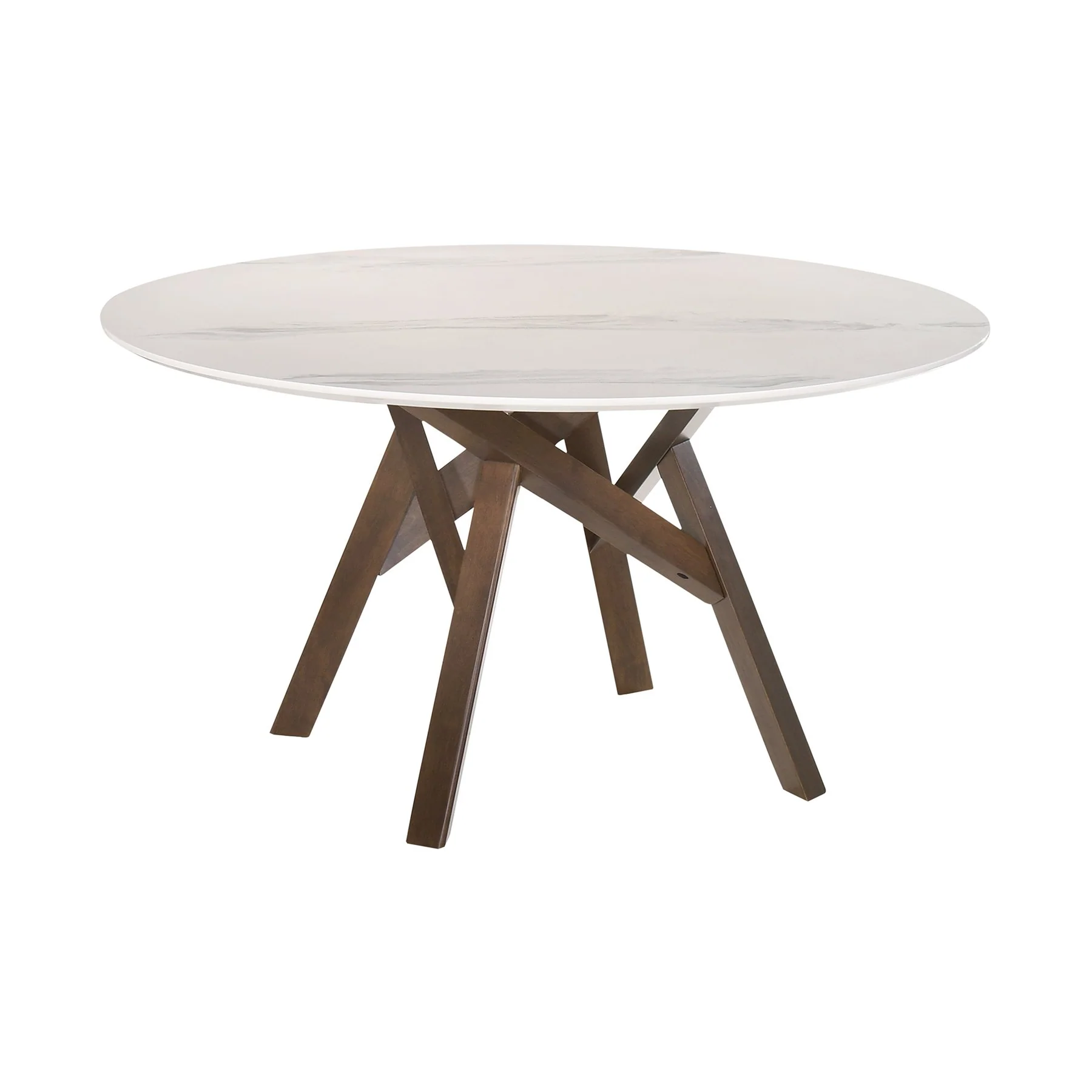 Venus and Lima 5 Piece Walnut and Marble Round Dining Set - Image 5