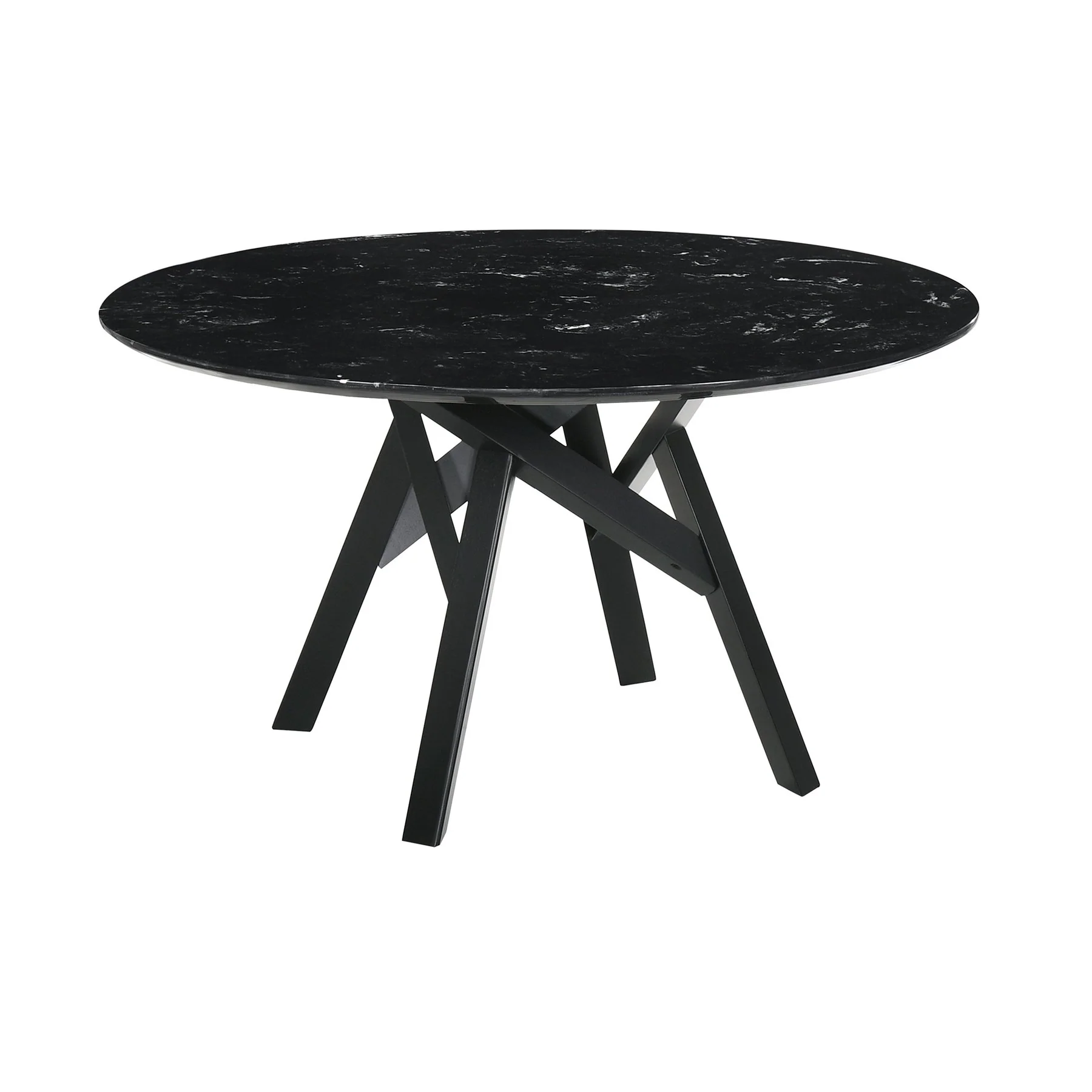Venus and Polly 5 Piece Black Marble Round Dining Set - Image 5