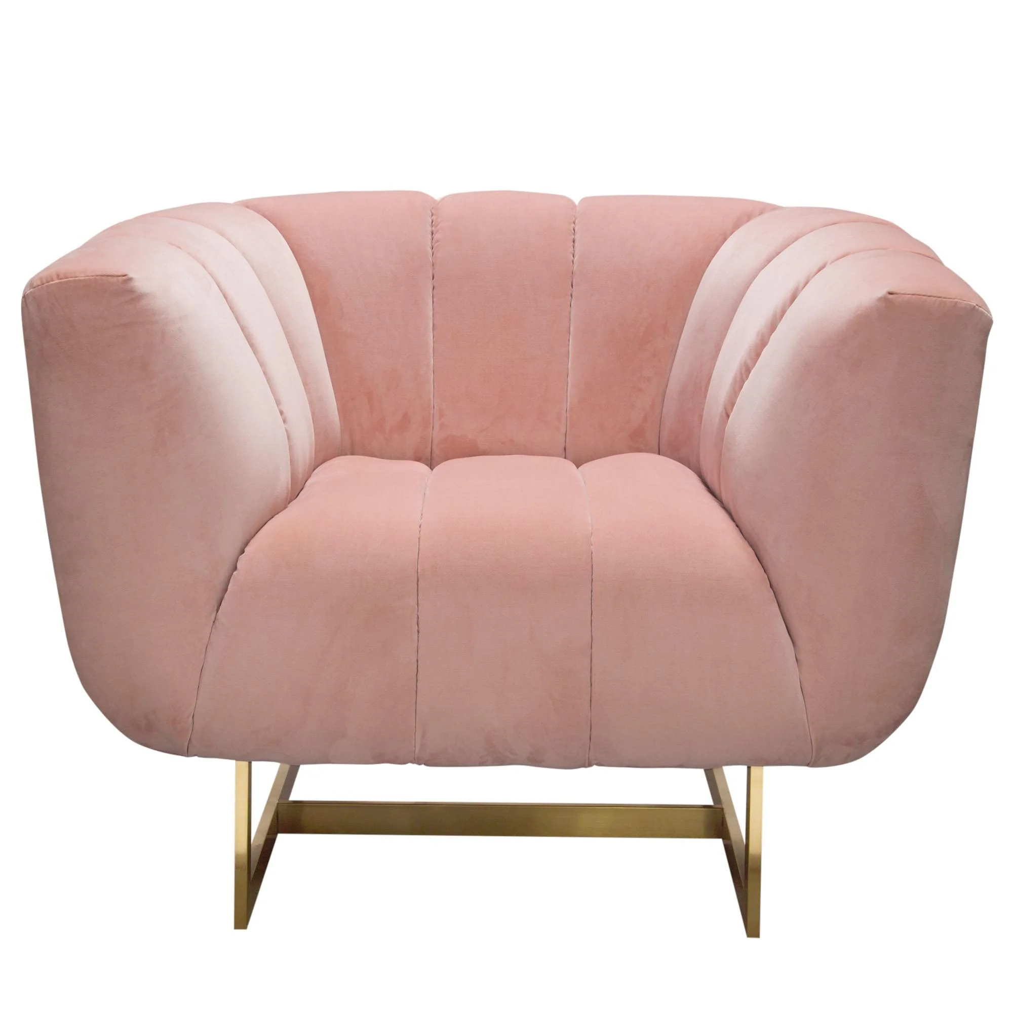 Venus Chair in Blush Pink Velvet w/ Contrasting Pillows & Gold Finished Metal Base by Diamond Sofa - Image 2