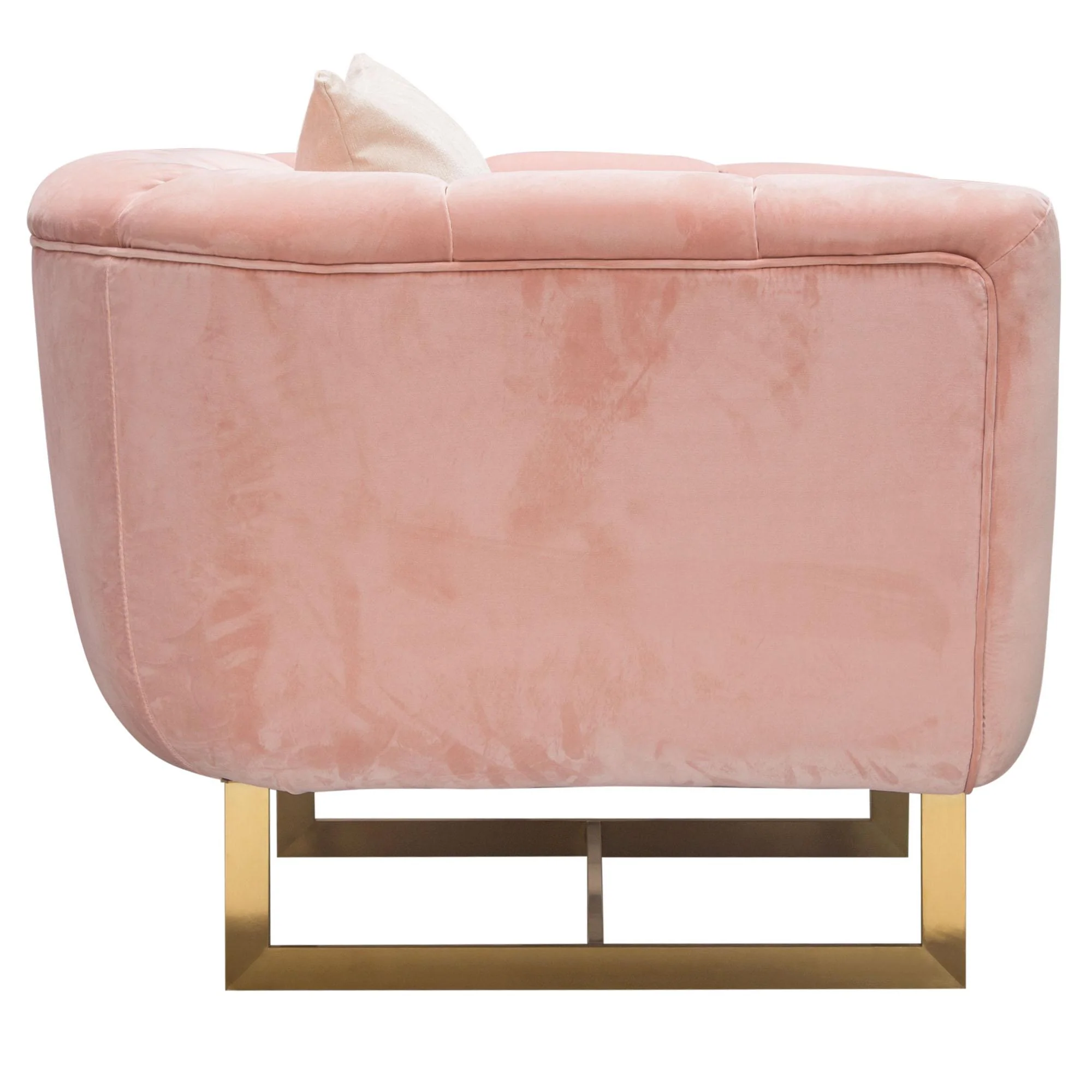 Venus Chair in Blush Pink Velvet w/ Contrasting Pillows & Gold Finished Metal Base by Diamond Sofa - Image 6