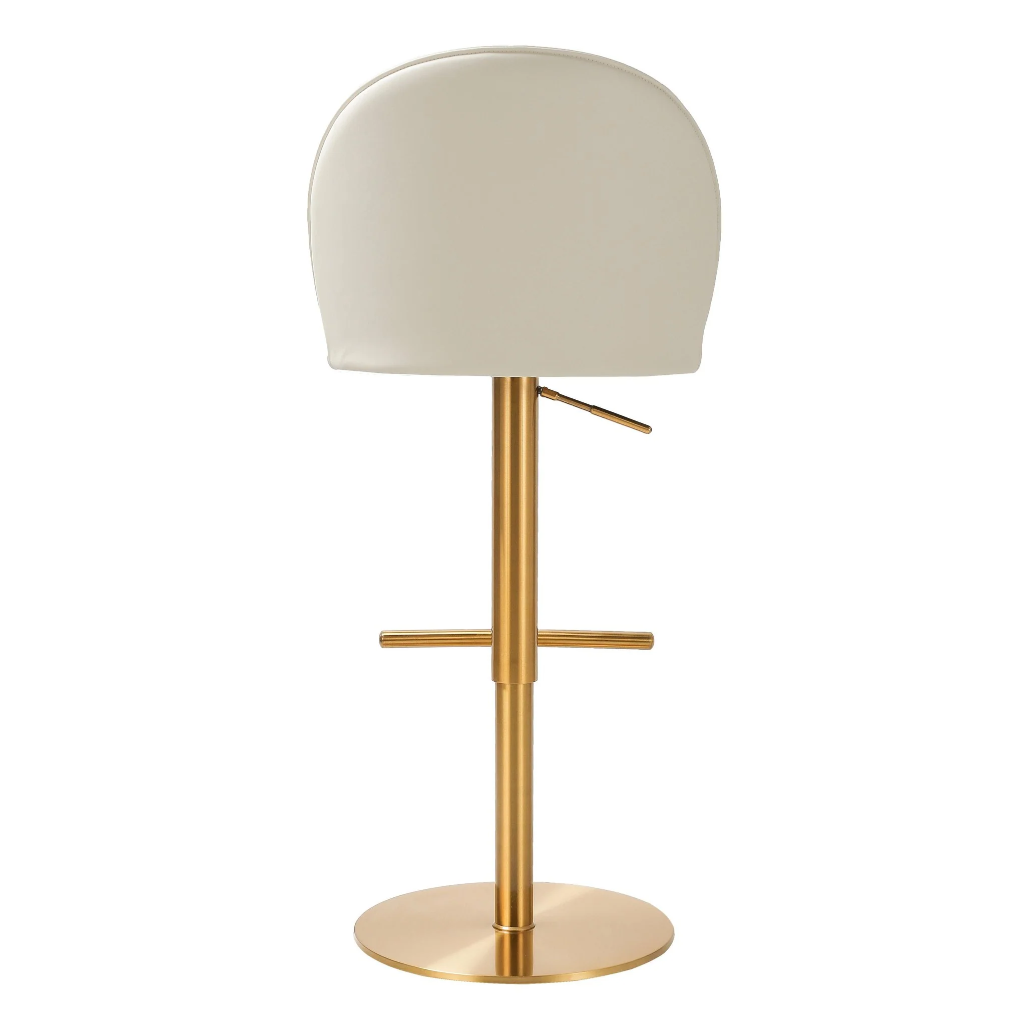 Venus Cream Performance Vegan Leather and Gold Adjustable Swivel Stool - Image 4
