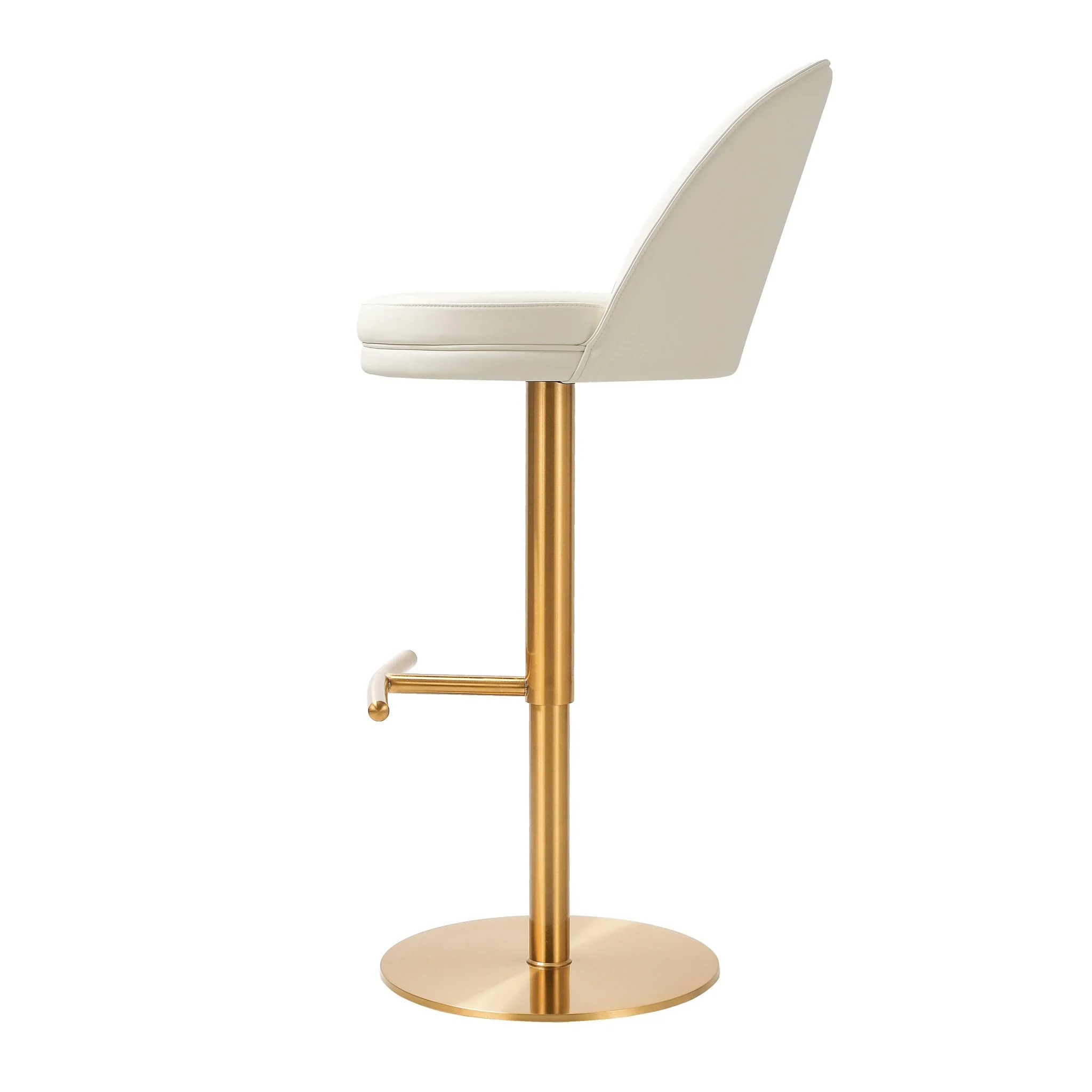 Venus Cream Performance Vegan Leather and Gold Adjustable Swivel Stool - Image 5