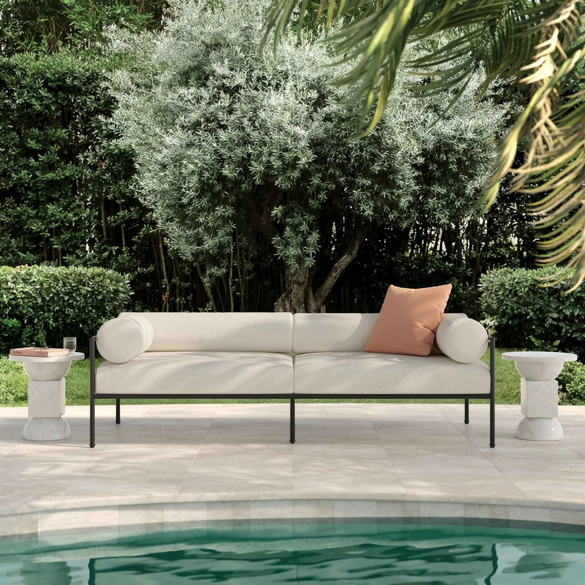 Vera Cream Performance Fabric Outdoor Sofa - Image 2