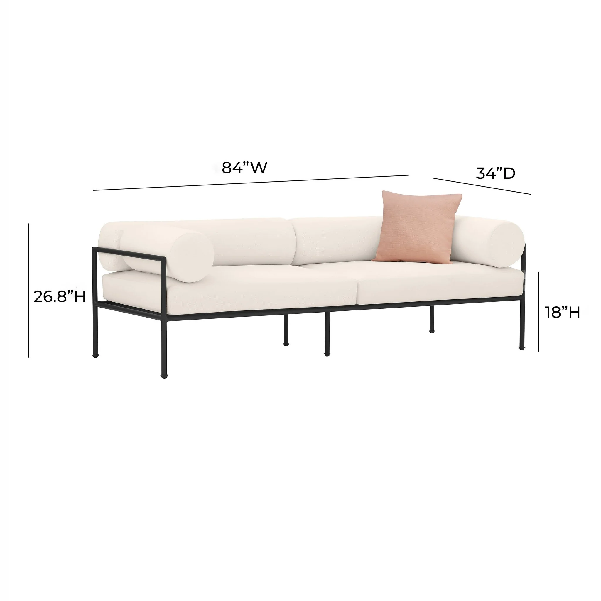 Vera Cream Performance Fabric Outdoor Sofa - Image 6