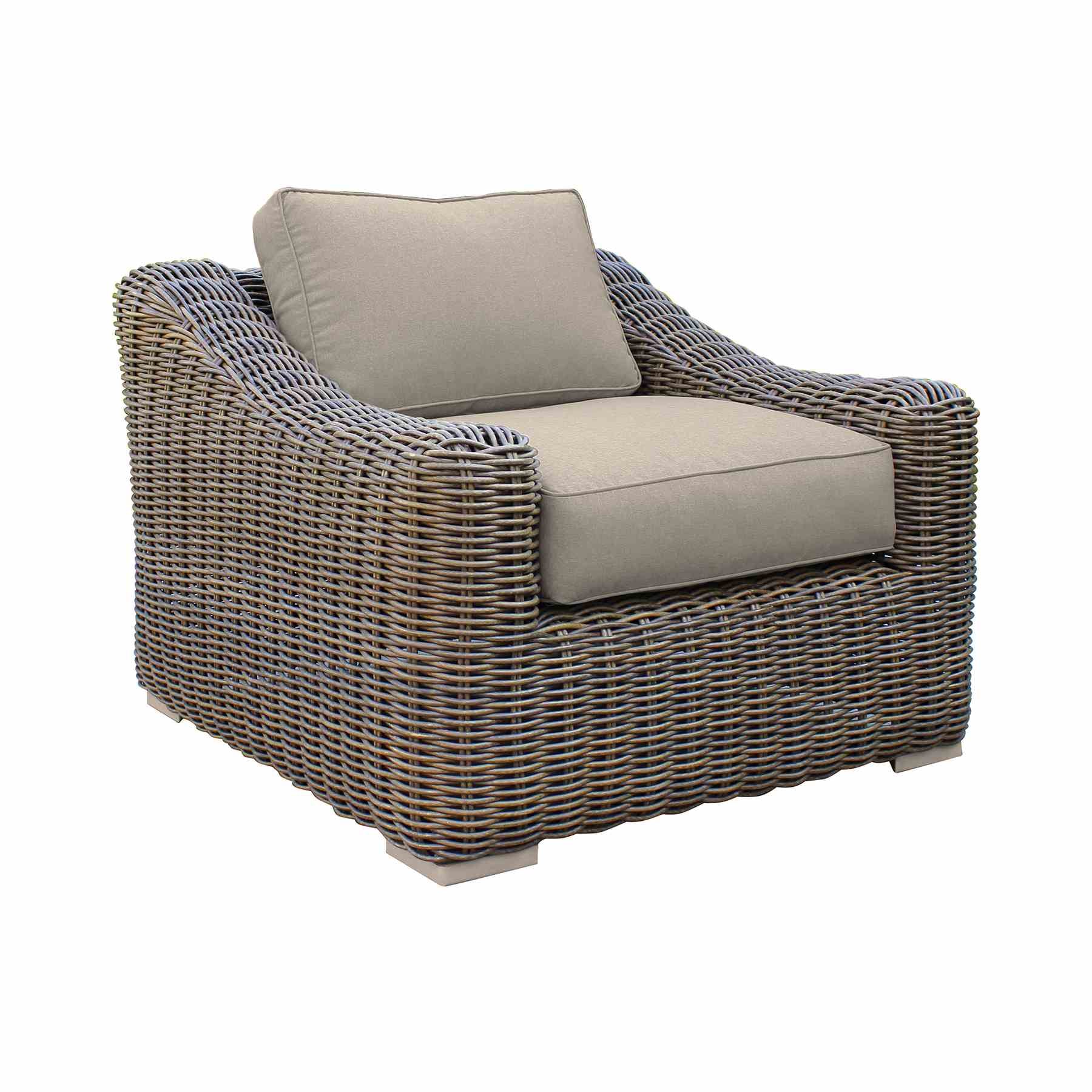 Verano 4 Piece Outdoor Patio Furniture Set in Wicker and Acacia Wood with Taupe Cushions - Image 4