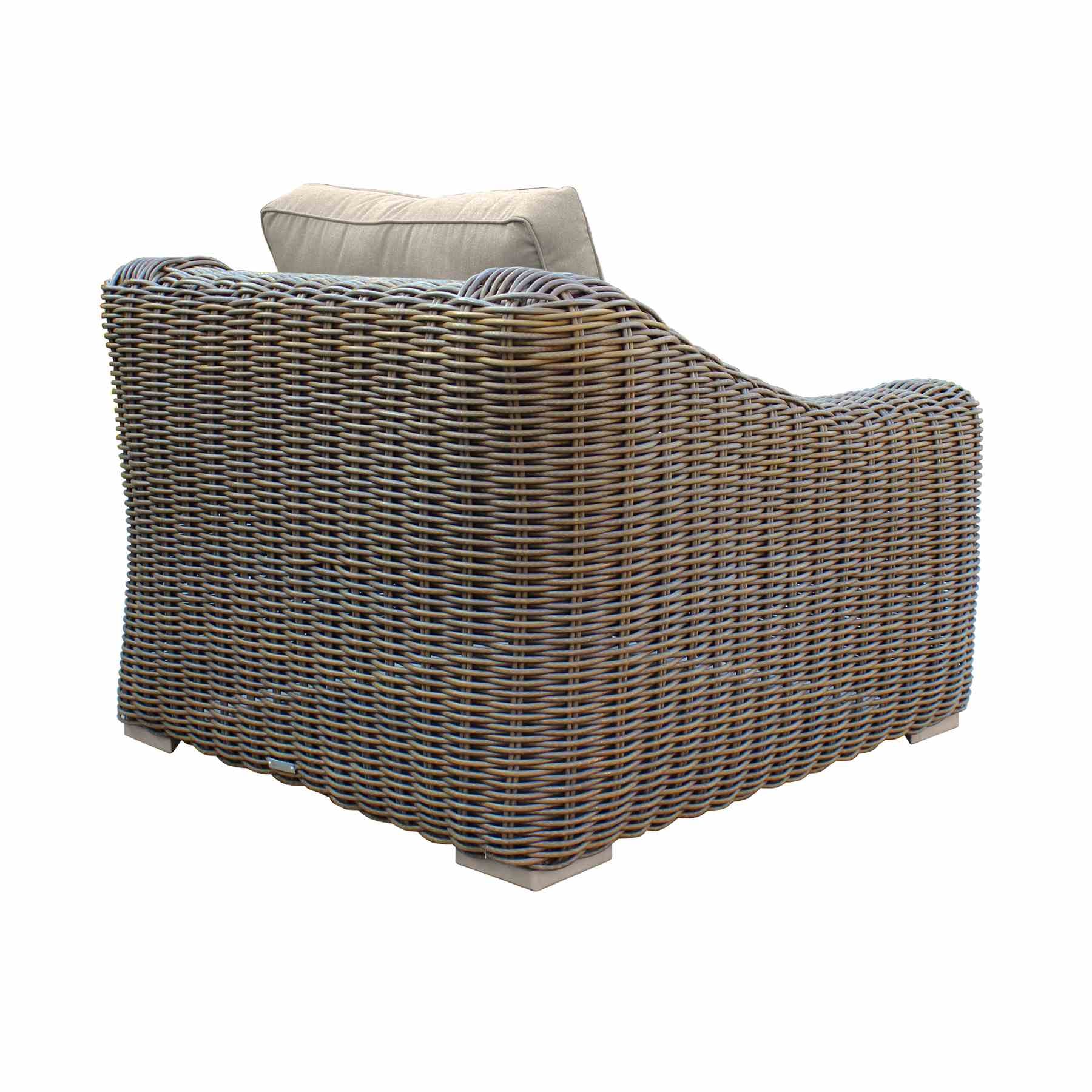 Verano Wicker and Acacia Outdoor Chair in Taupe and Brown - Image 3