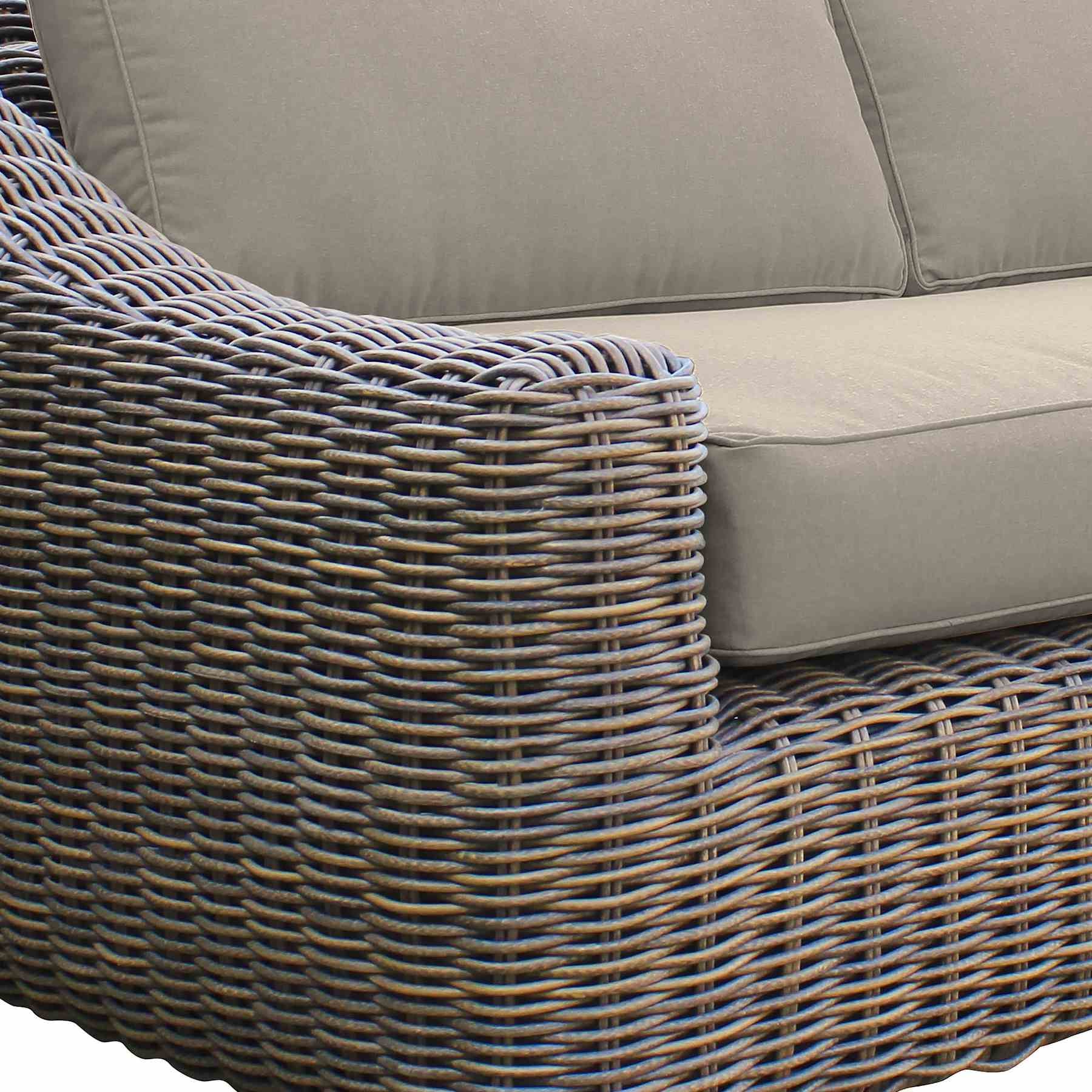 Verano Wicker and Acacia Outdoor Chair in Taupe and Brown - Image 4