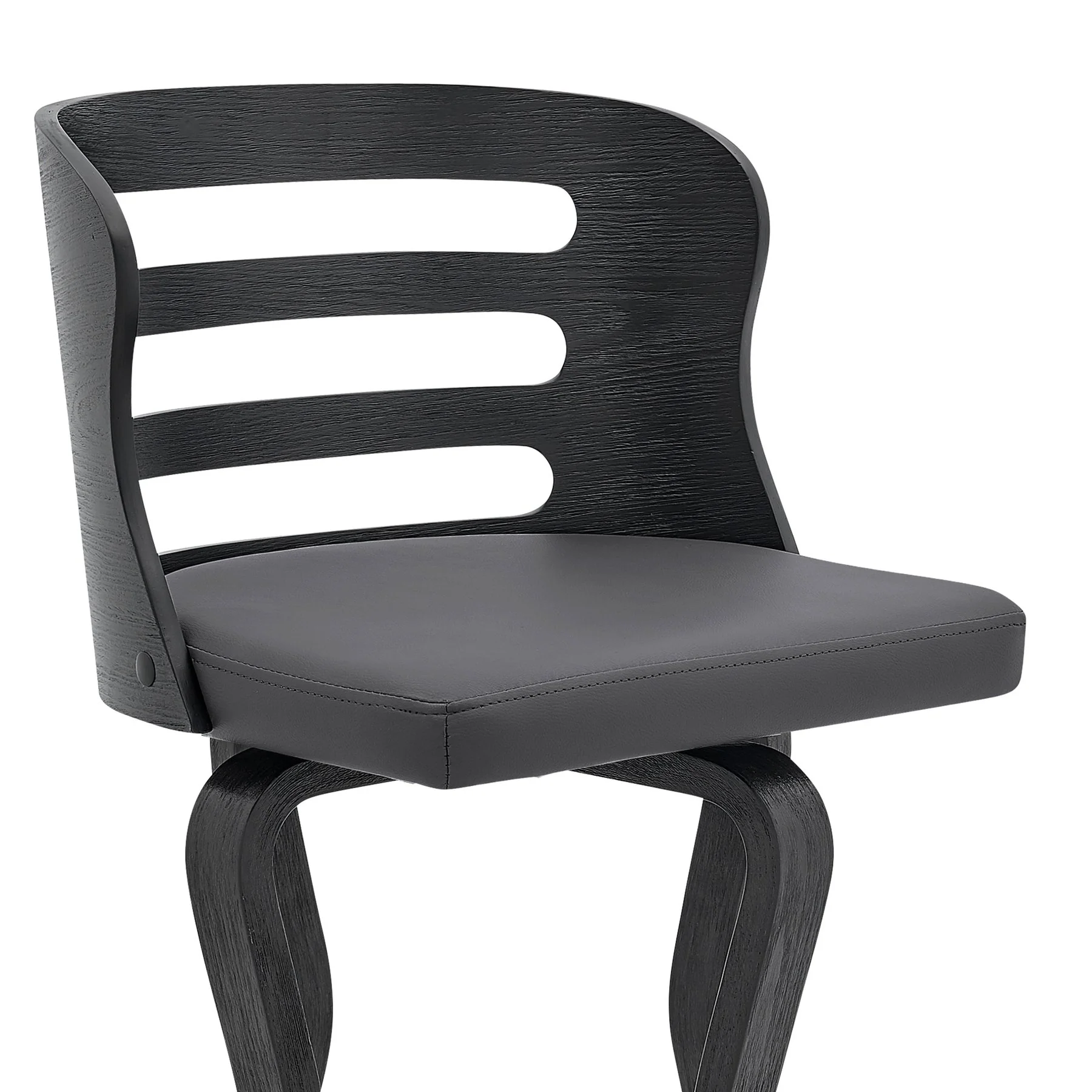 Verne 26" Swivel Gray Faux Leather and Black Wood Bar Stool - Image 6