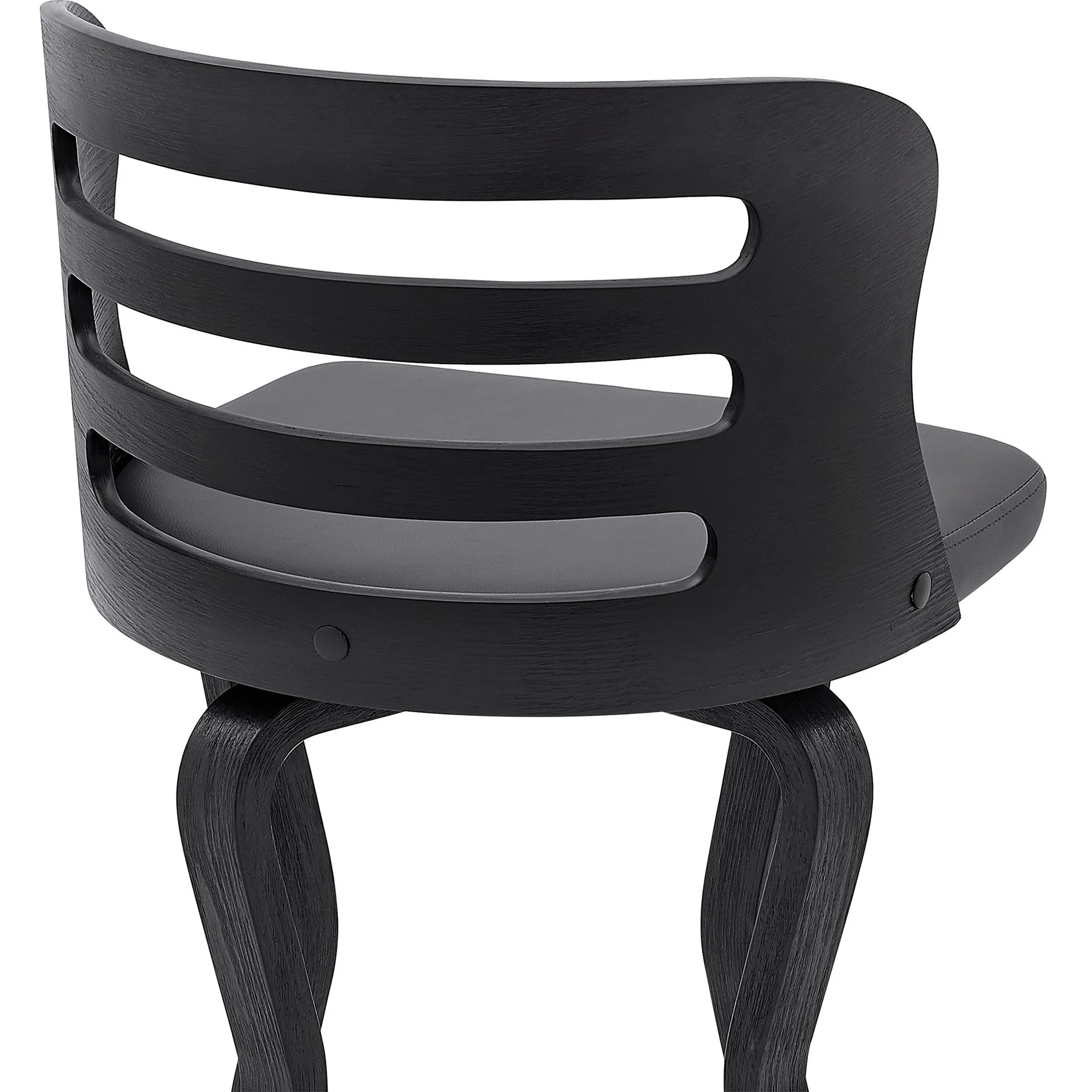 Verne 26" Swivel Gray Faux Leather and Black Wood Bar Stool - Image 7
