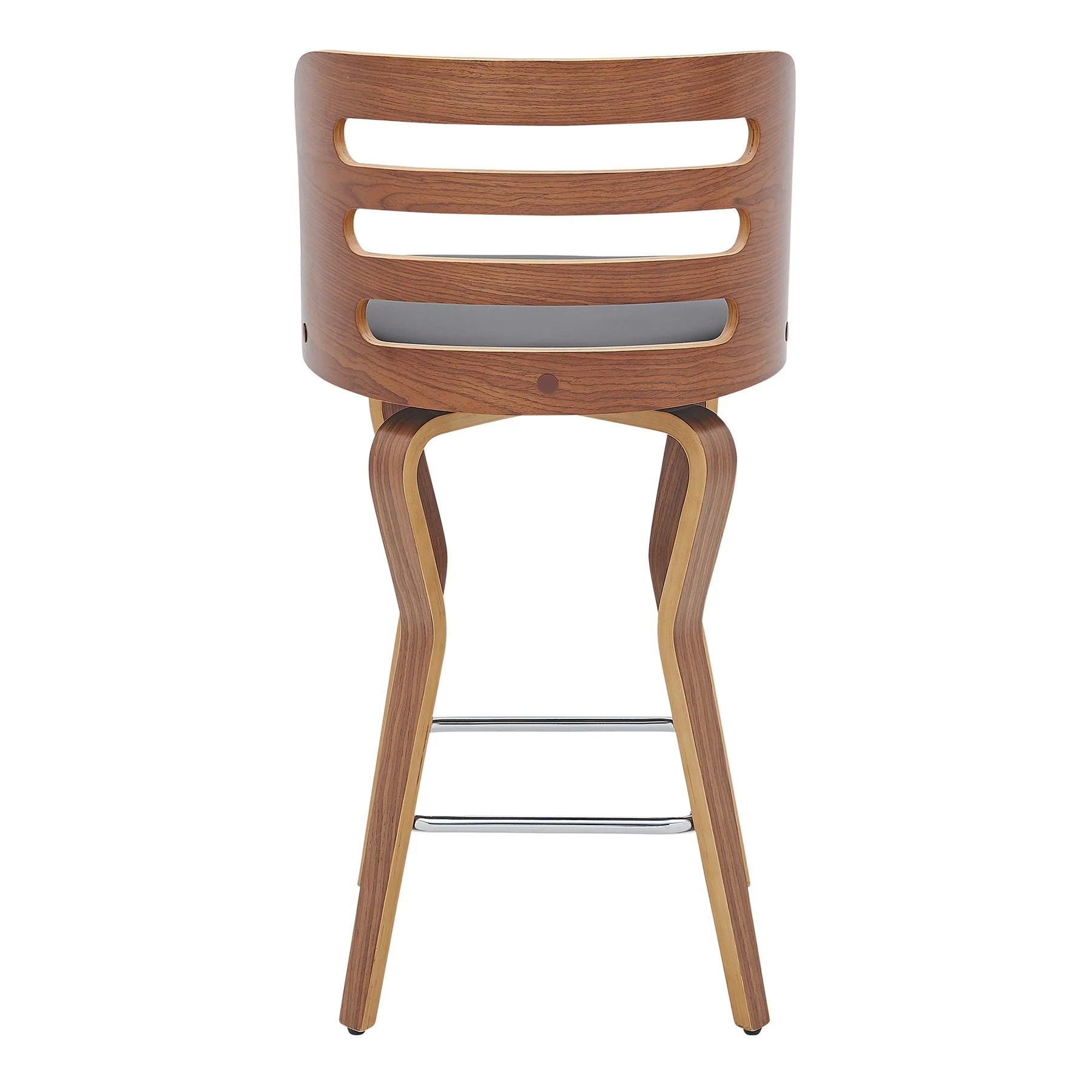 Verne 26" Swivel Gray Faux Leather and Walnut Wood Bar Stool - Image 5