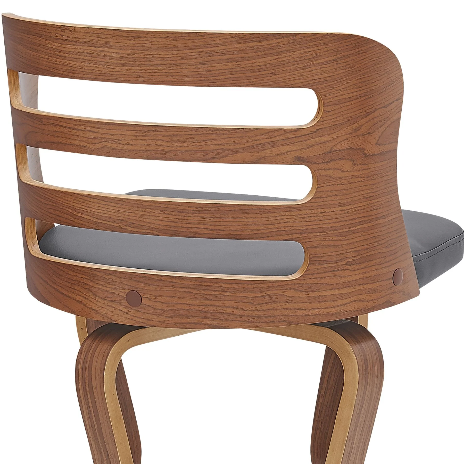 Verne 26" Swivel Gray Faux Leather and Walnut Wood Bar Stool - Image 7