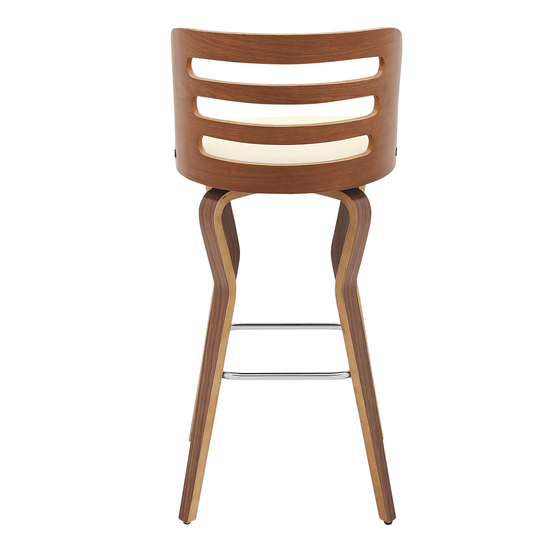 Verne 30" Swivel Cream Faux Leather and Walnut Wood Bar Stool - Image 5