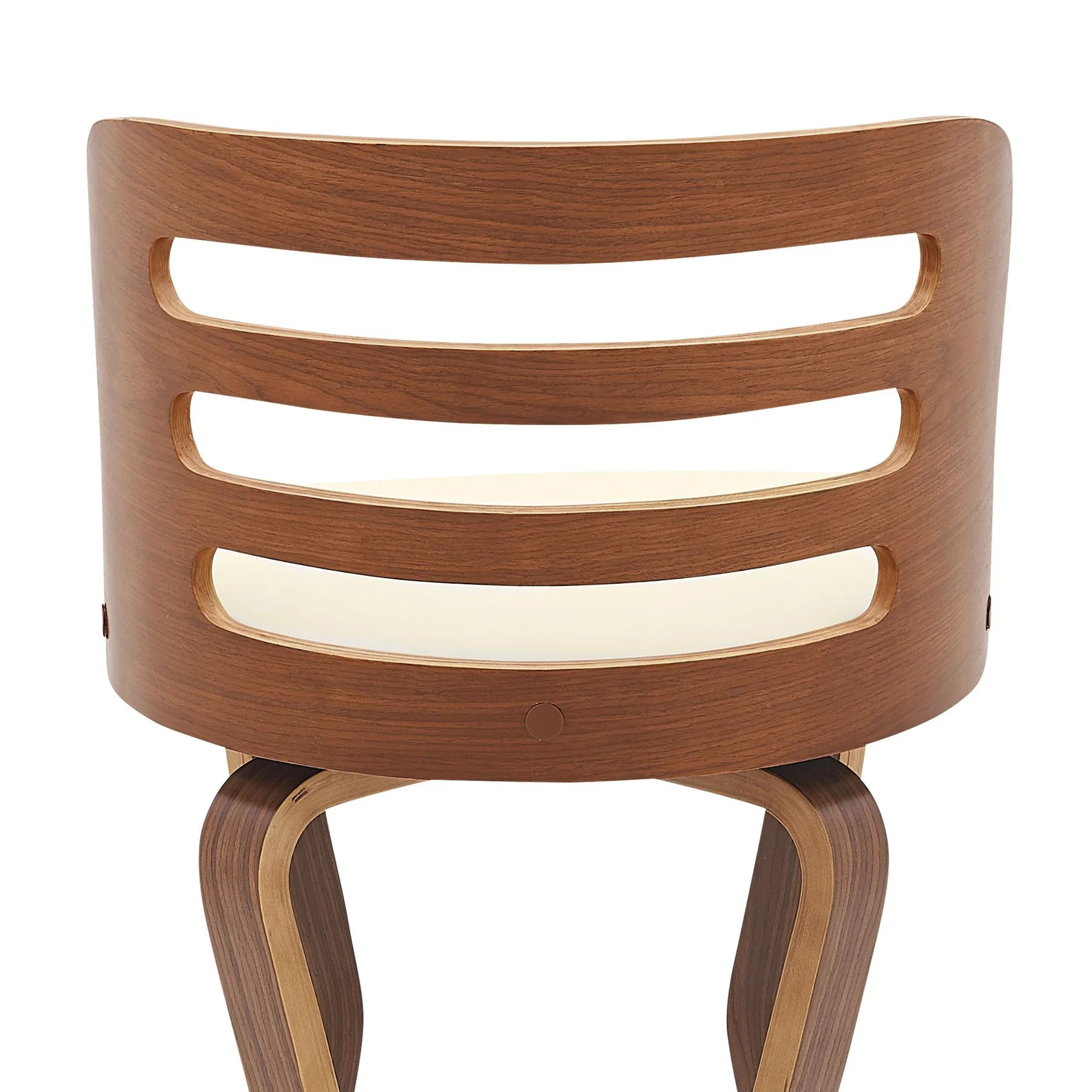 Verne 30" Swivel Cream Faux Leather and Walnut Wood Bar Stool - Image 7