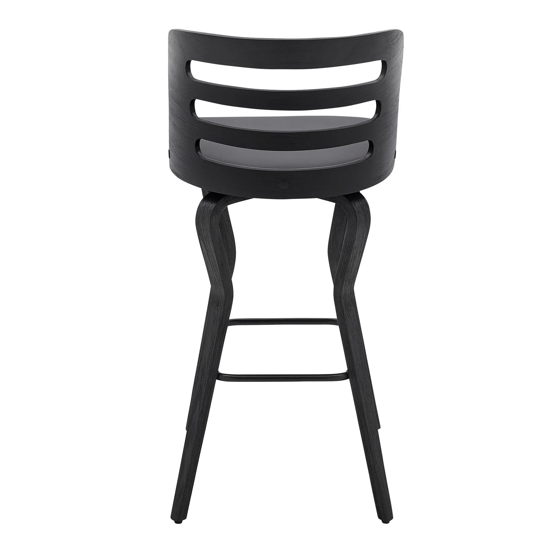 Verne 30" Swivel Gray Faux Leather and Black Wood Bar Stool - Image 5