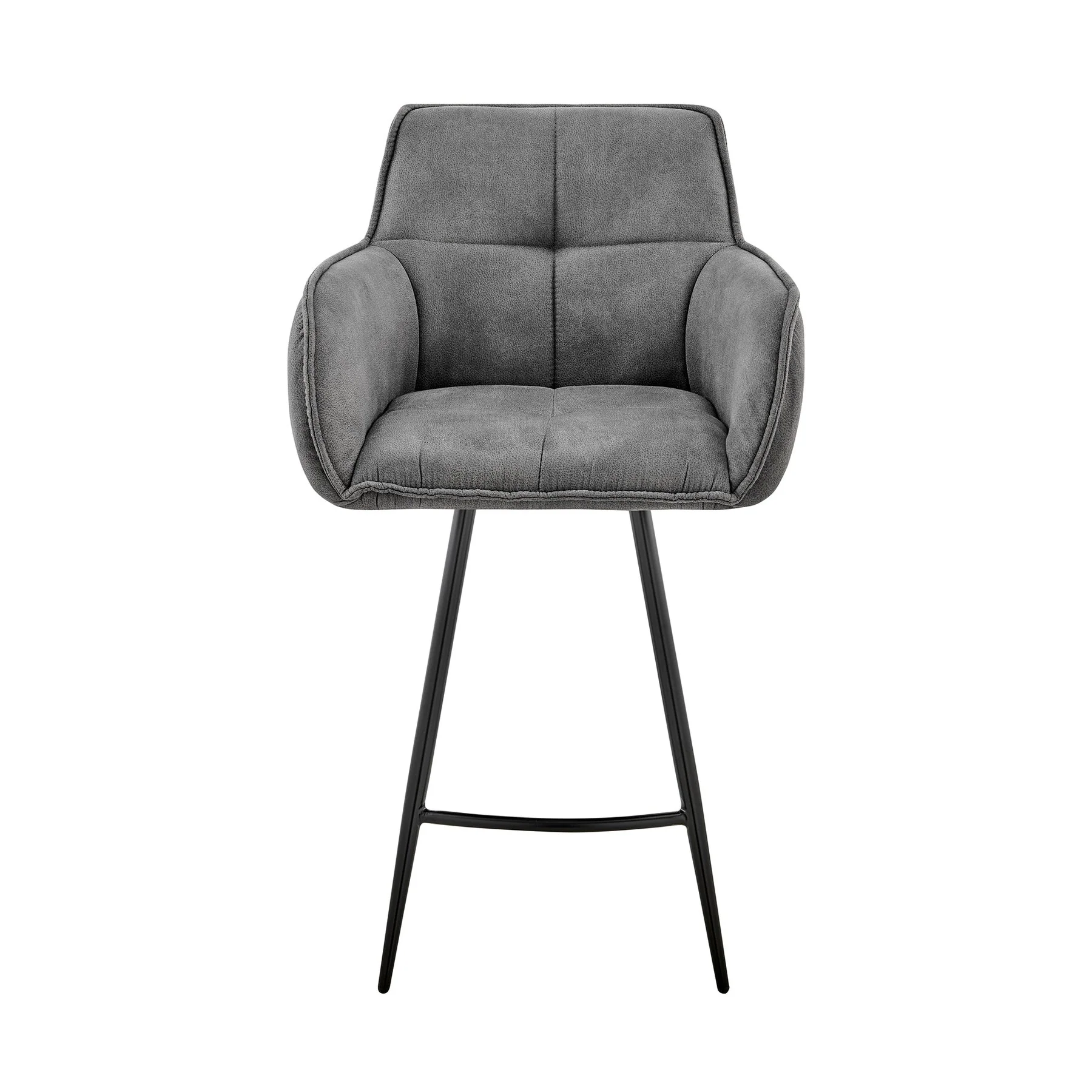 Verona 26" Counter Height Bar Stool in Charcoal Fabric and Black Finish - Image 2
