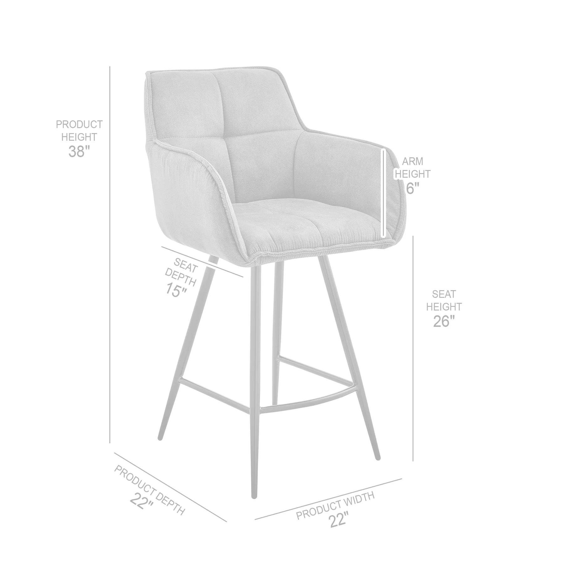 Verona 26" Counter Height Bar Stool in Charcoal Fabric and Black Finish - Image 8