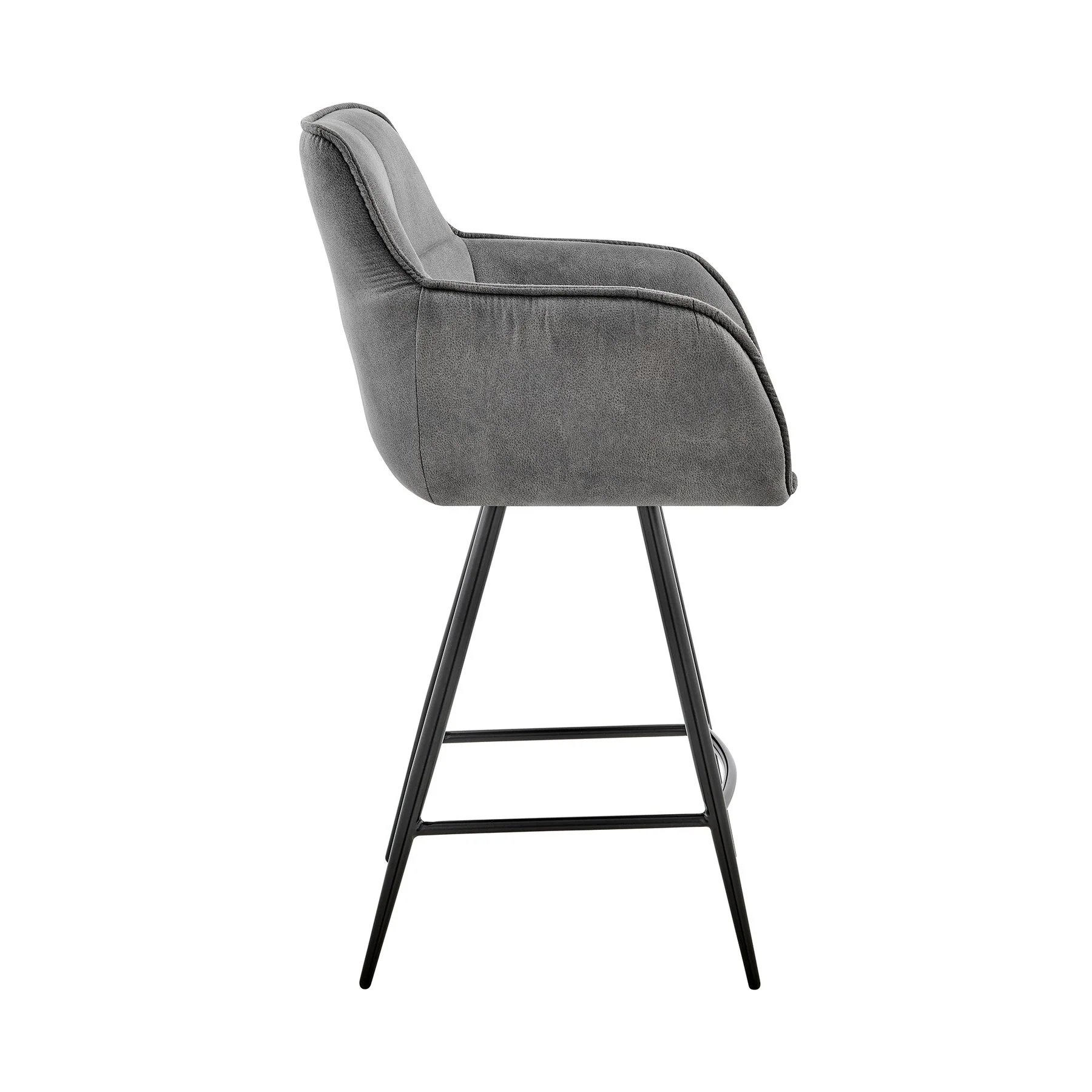 Verona 30" Bar Height Bar Stool in Charcoal Fabric and Black Finish - Image 3