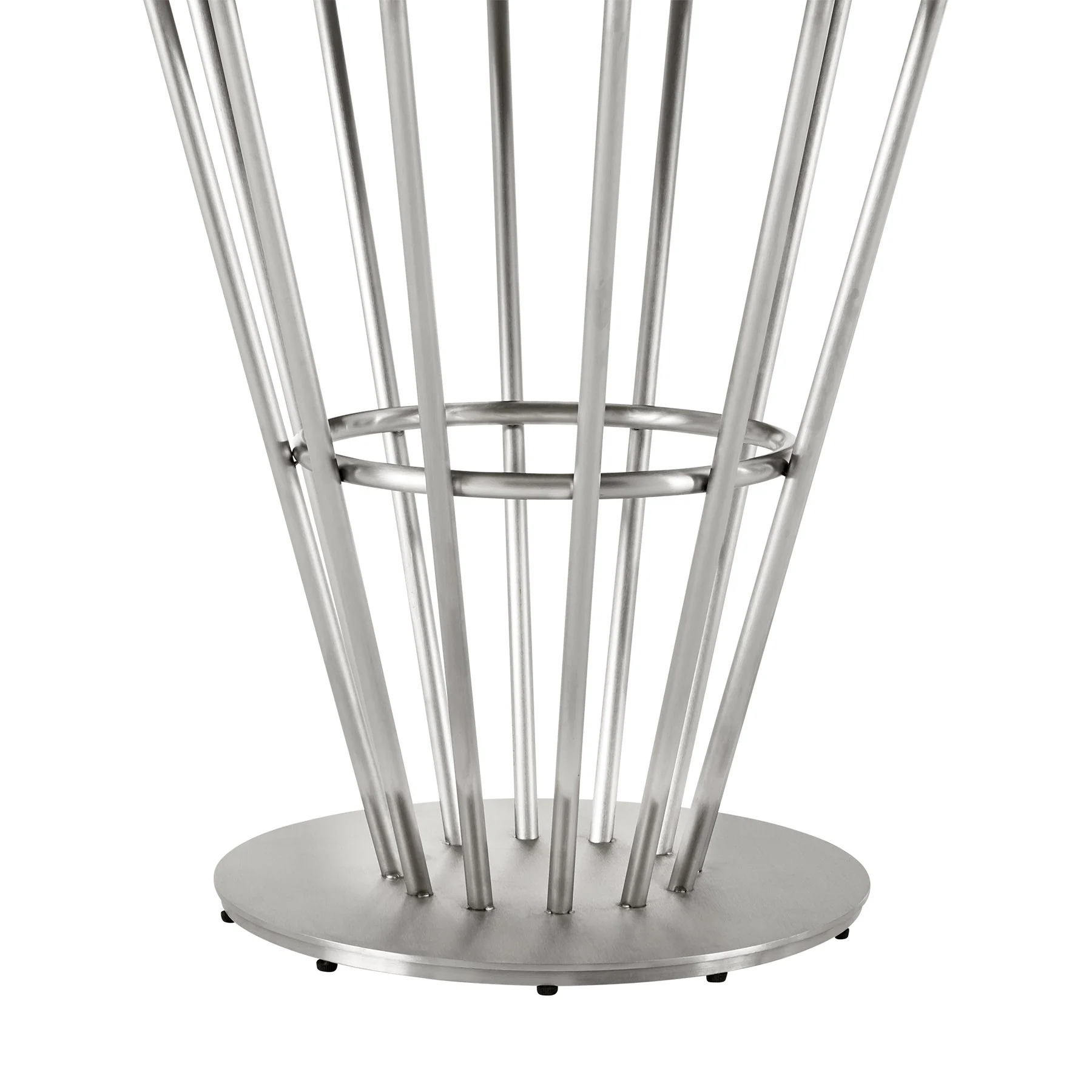 Veronica 48" Round Dining Table in Brushed Stainless Steel Base with Walnut Panel and Glass Tabletop - Image 6