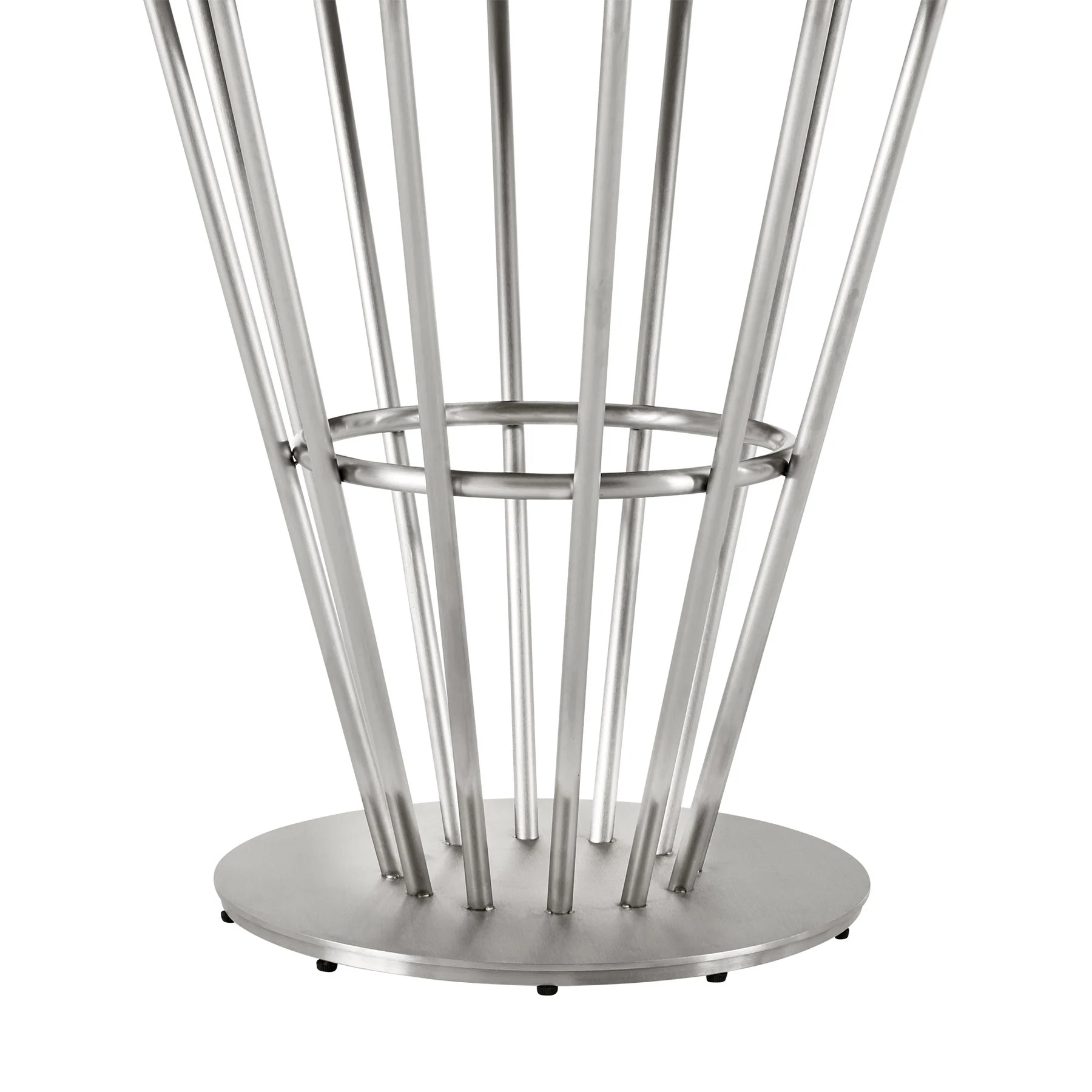 Veronica Shannon 5 Piece Round Glass Dining Table Set with Brushed Stainless Steel and Light Gray Fabric - Image 8