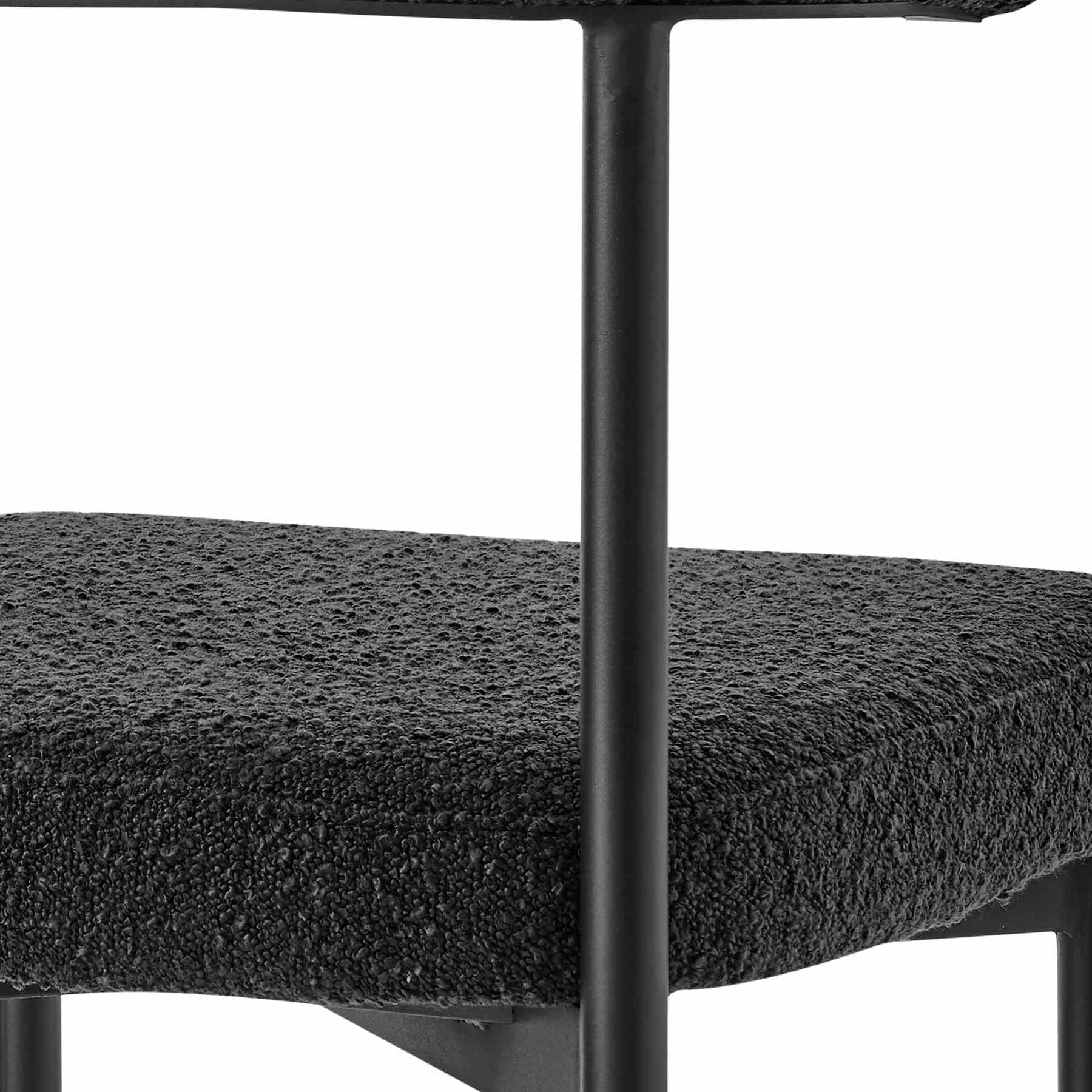 Veronica Shannon 5 Piece Round Glass Dining Table Set with Matte Black Iron and Black Fabric - Image 6