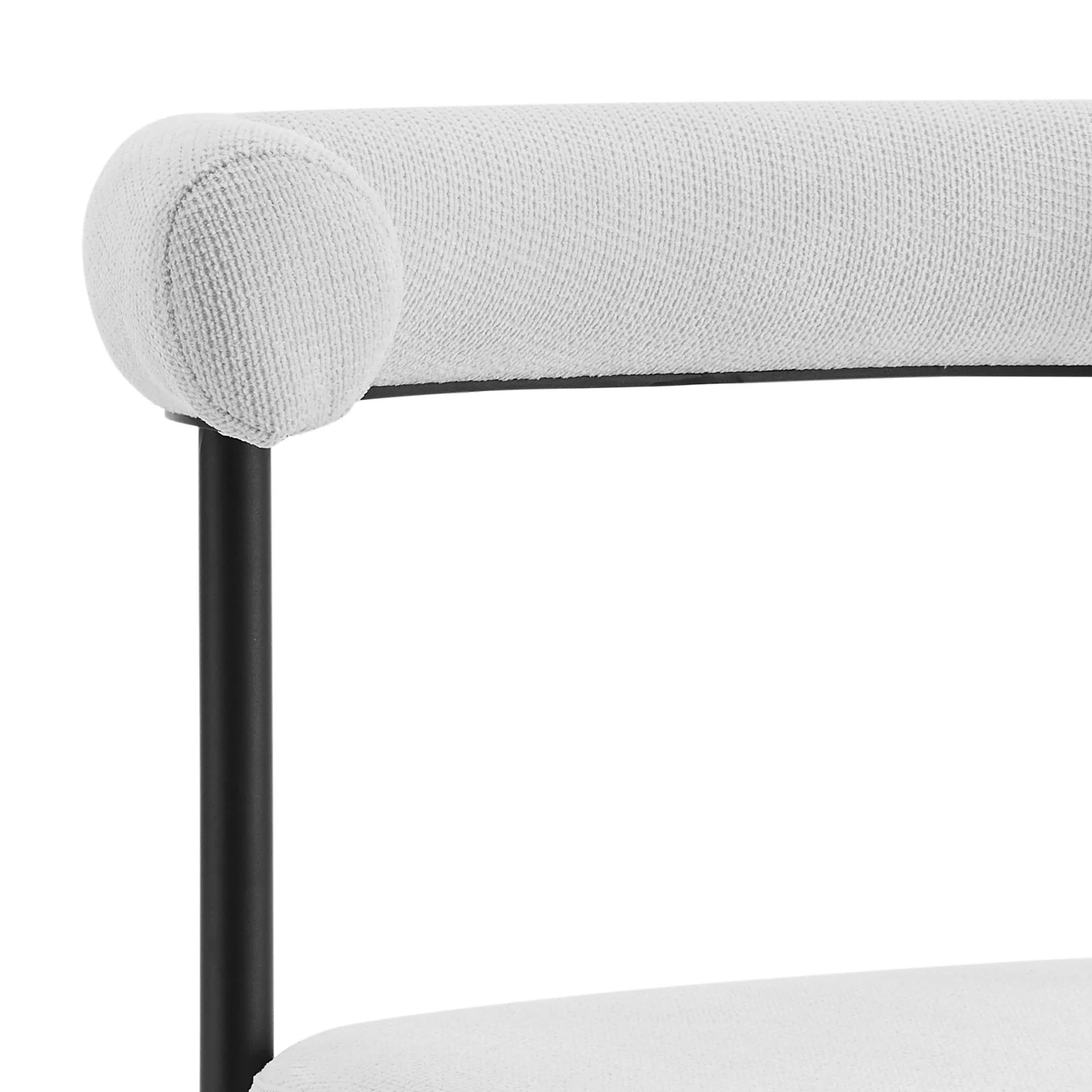 Veronica Shannon 5 Piece Round Glass Dining Table Set with Matte Black Iron and Cream Fabric - Image 5