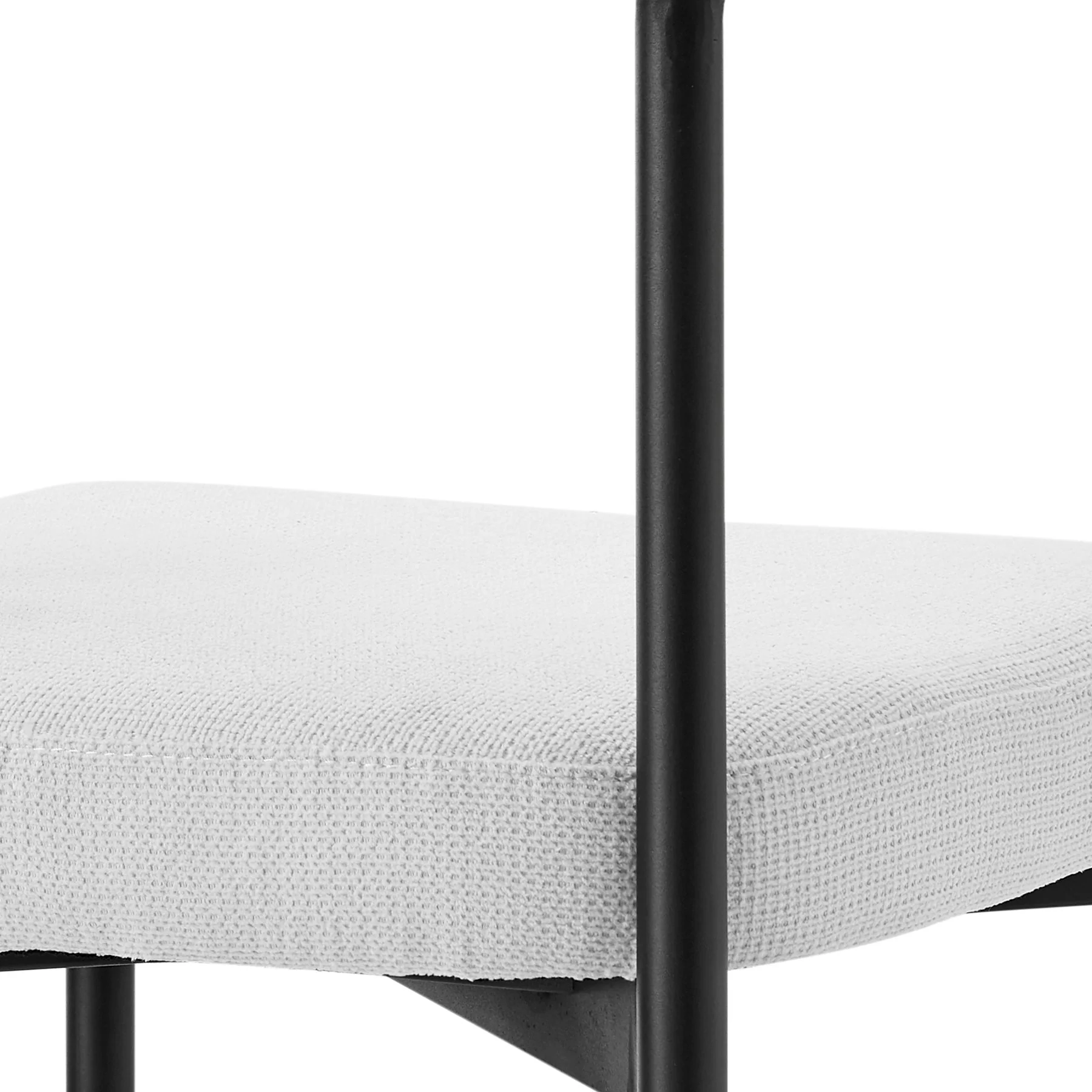 Veronica Shannon 5 Piece Round Glass Dining Table Set with Matte Black Iron and Cream Fabric - Image 6