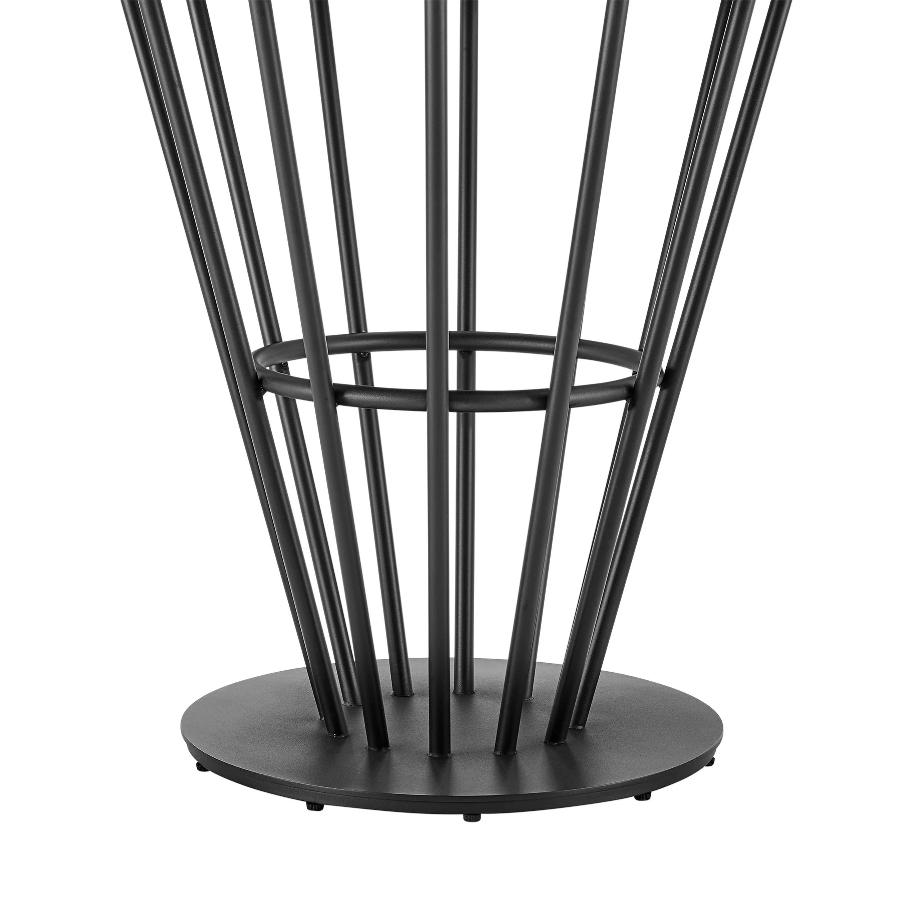 Veronica Shannon 5 Piece Round Glass Dining Table Set with Matte Black Iron and Cream Fabric - Image 8