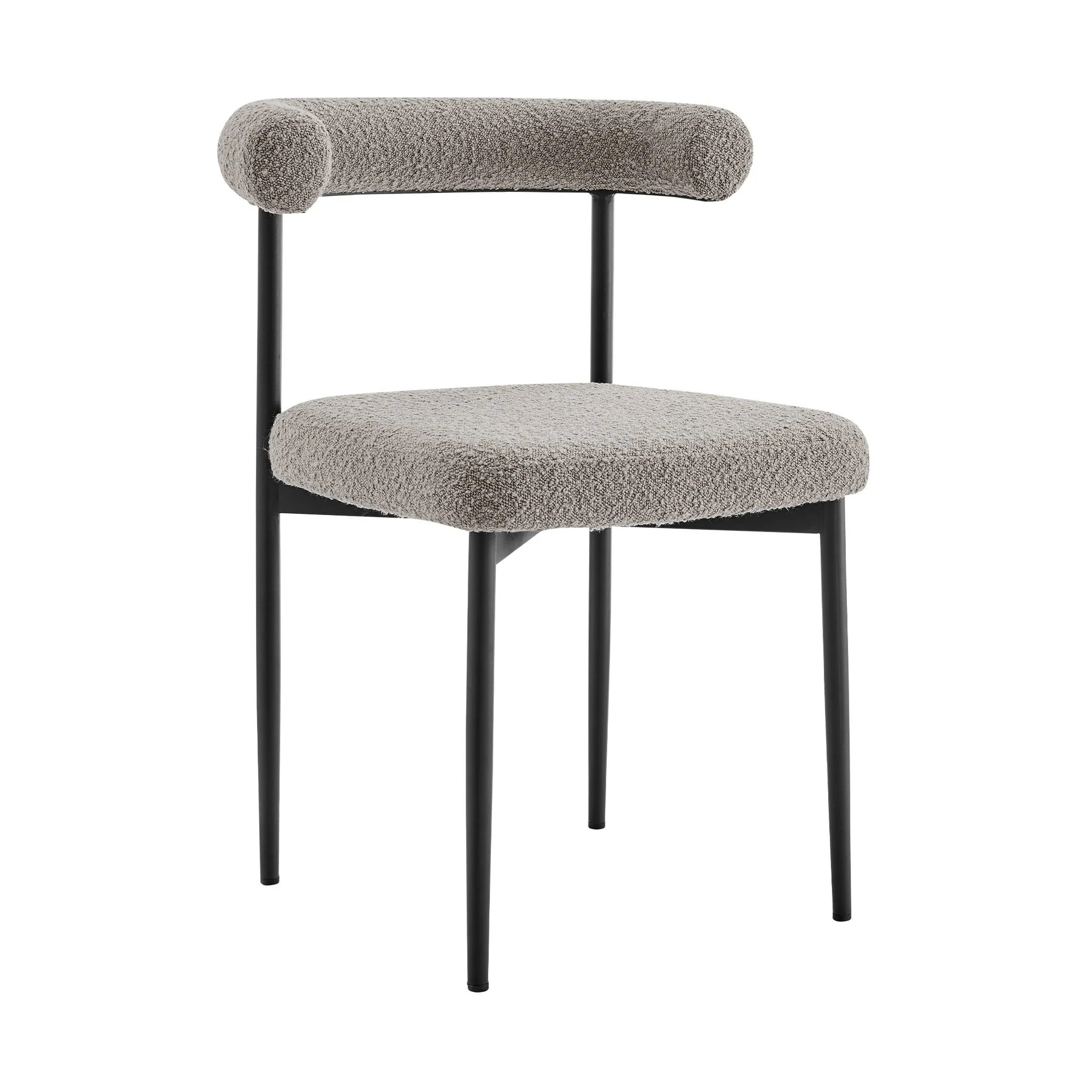 Veronica Shannon 5 Piece Round Glass Dining Table Set with Matte Black Iron and Thundercloud Gray Fabric - Image 2