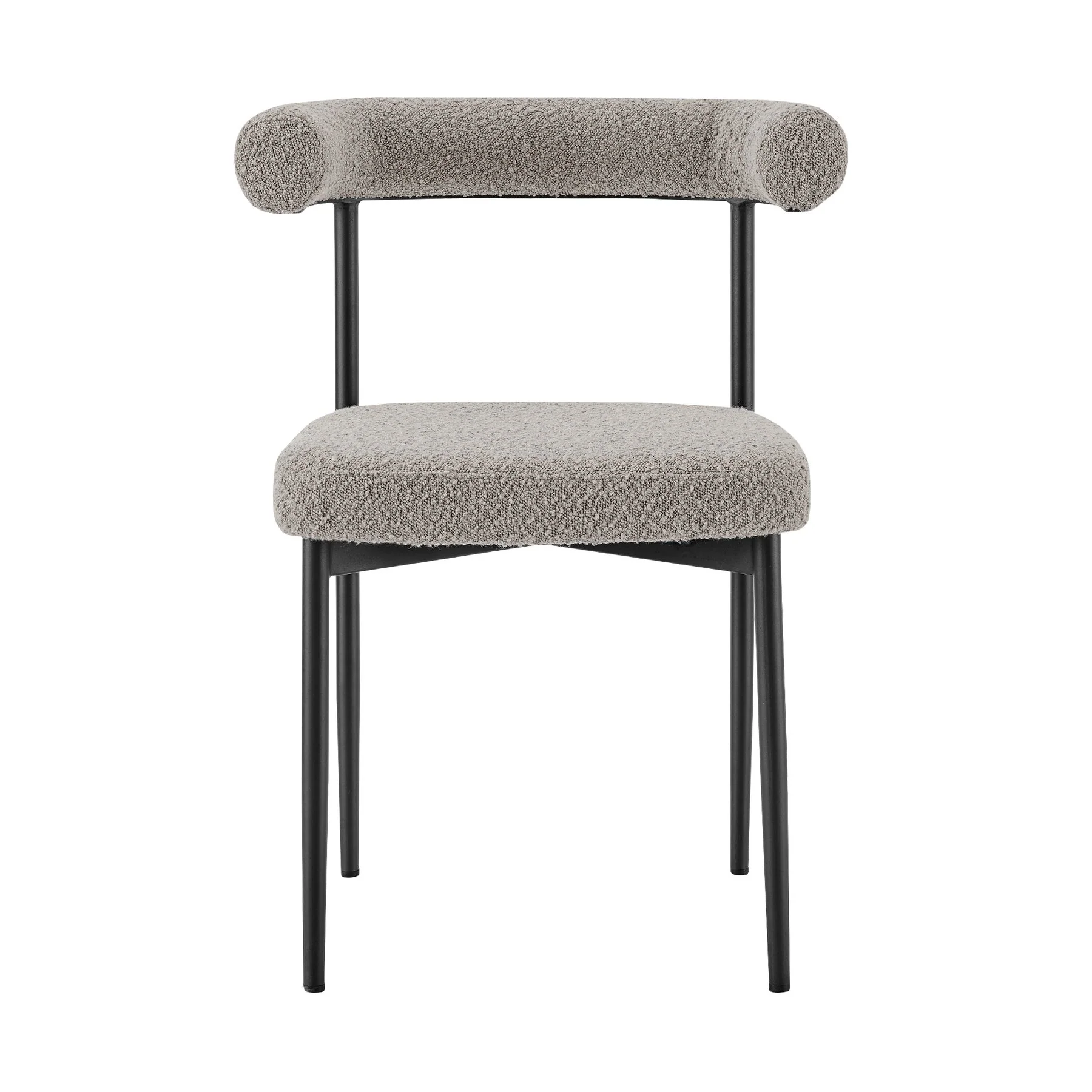 Veronica Shannon 5 Piece Round Glass Dining Table Set with Matte Black Iron and Thundercloud Gray Fabric - Image 3