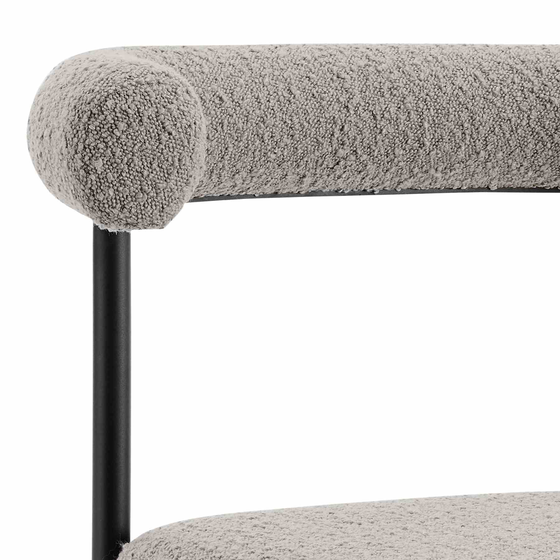 Veronica Shannon 5 Piece Round Glass Dining Table Set with Matte Black Iron and Thundercloud Gray Fabric - Image 5