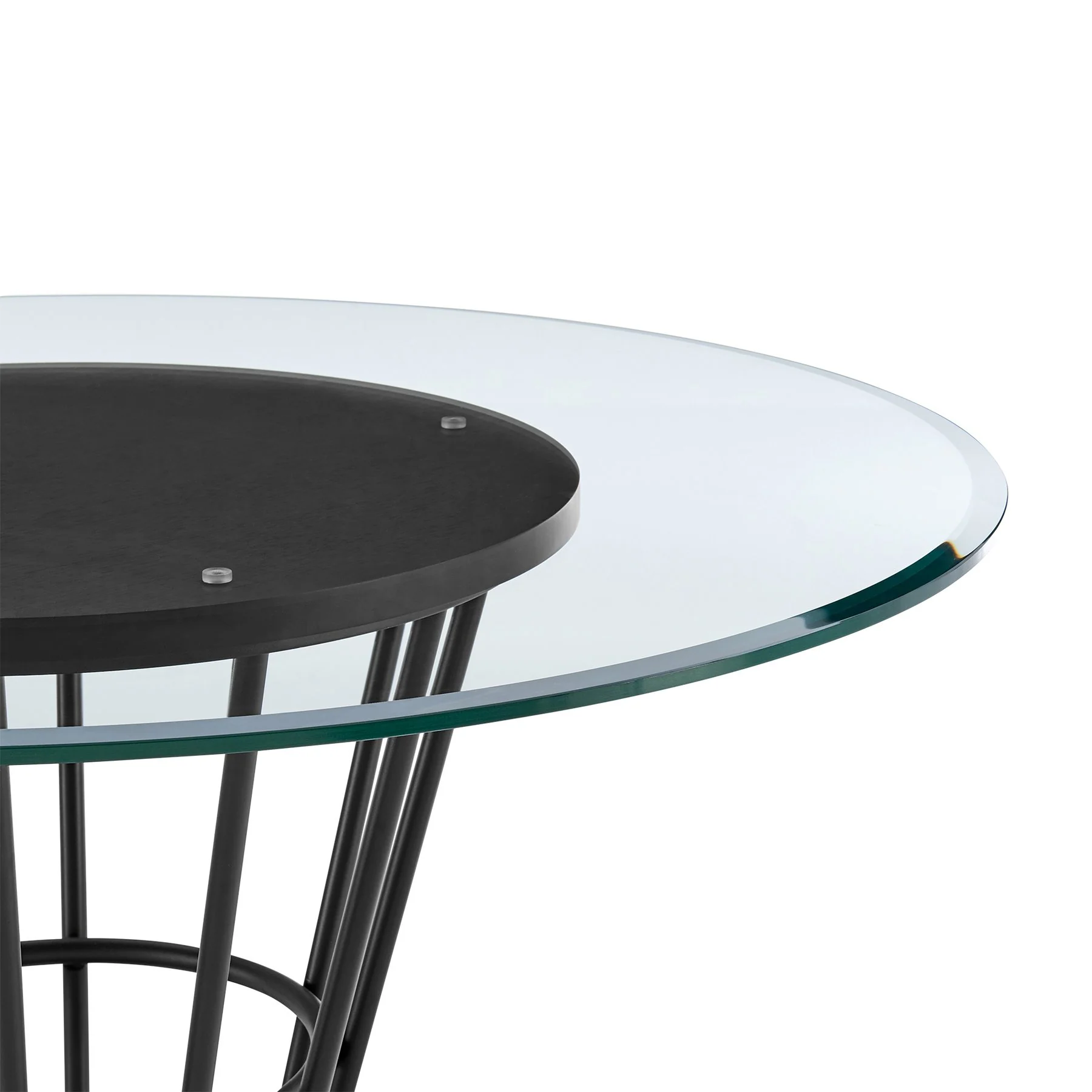 Veronica Shannon 5 Piece Round Glass Dining Table Set with Matte Black Iron and Thundercloud Gray Fabric - Image 7