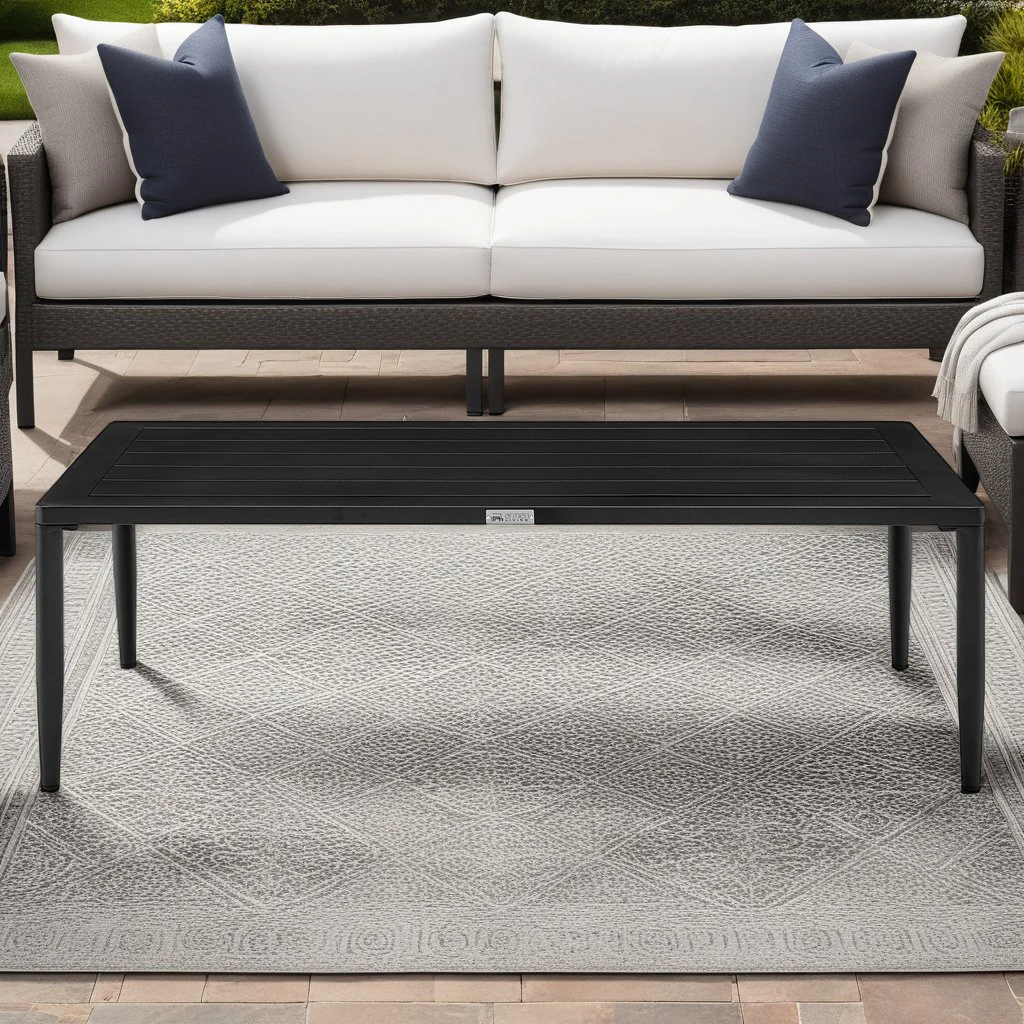 Veyda Aluminum Outdoor Coffee Table in Black - Image 4