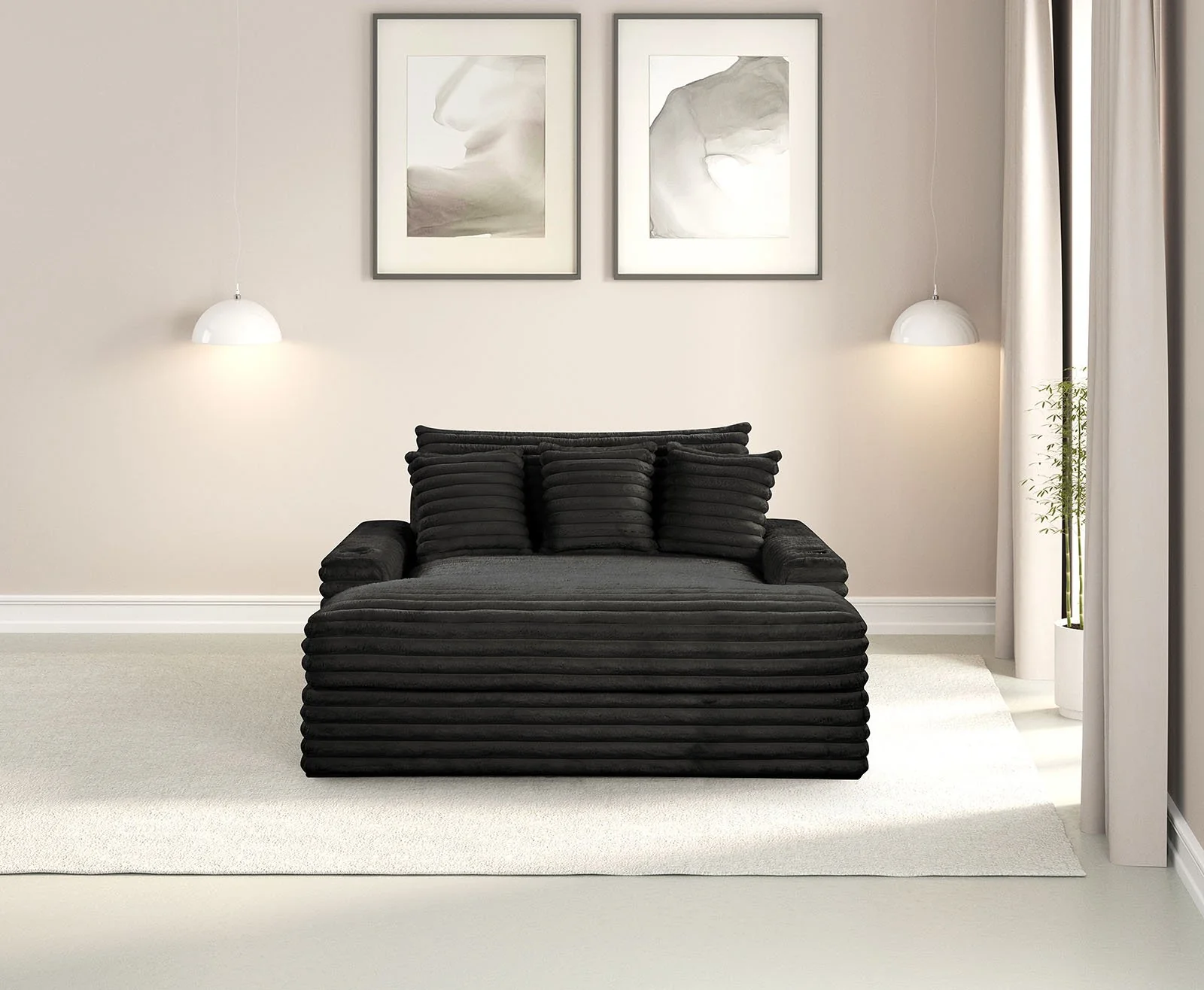 Veyrier 2 Arm Chaise, Black - Image 4